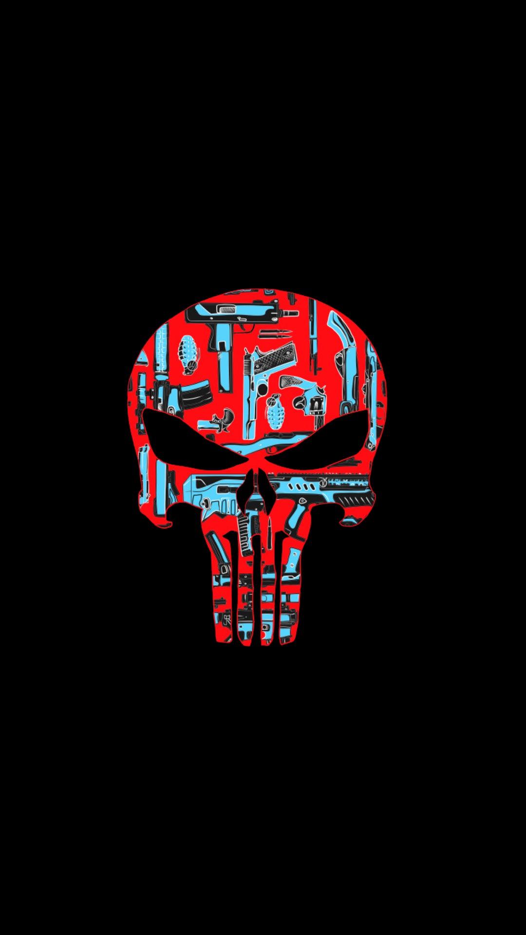 AMOLED Punisher Skull Wallpaper (1080x1920)