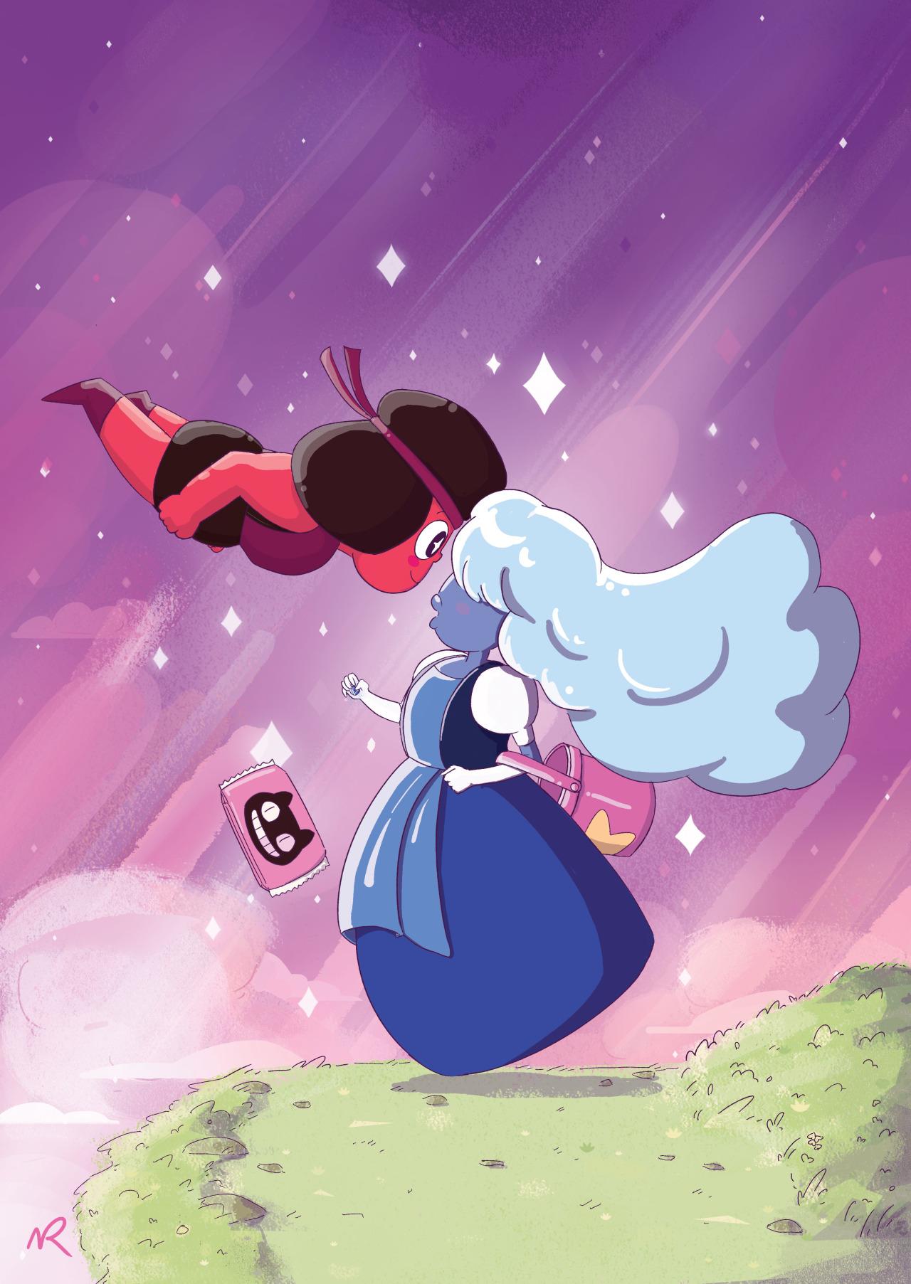 Ruby and Sapphire ft. Cookie Cat universe Fan Art 38661109