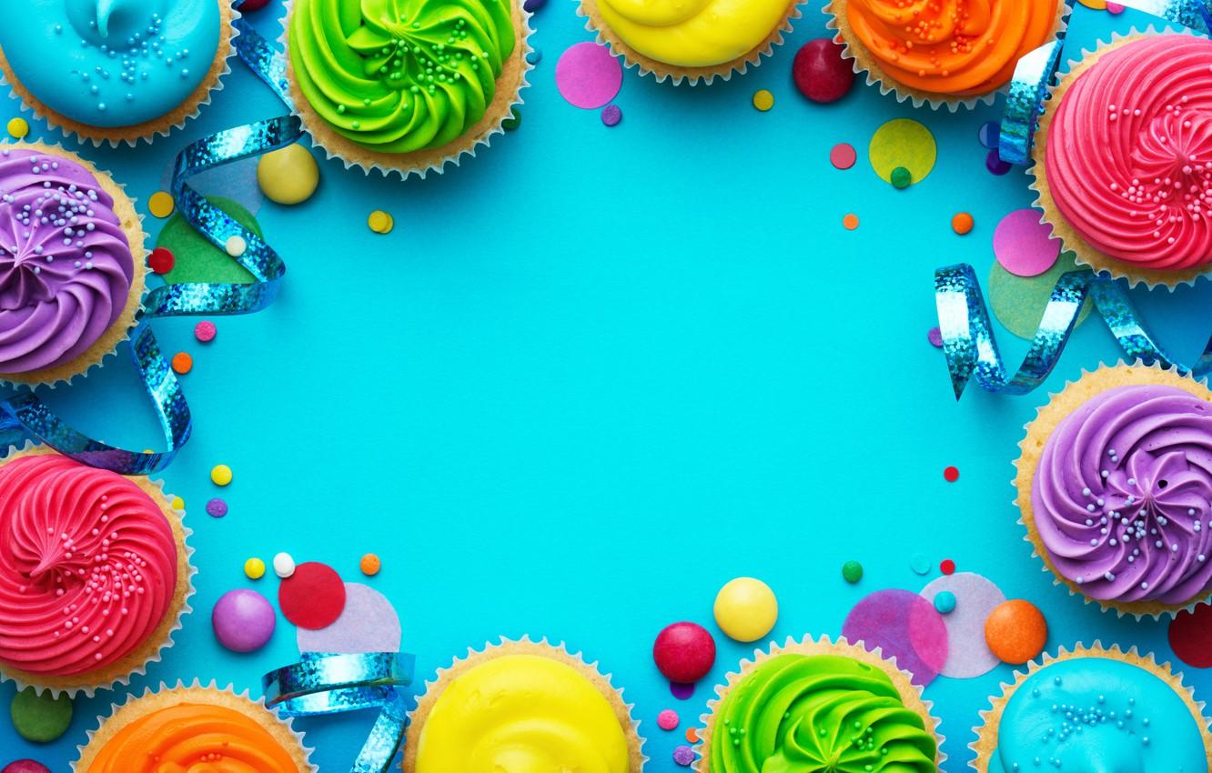 Wallpaper candles, colorful, rainbow, cake, cream, Happy Birthday, colours, cupcake, celebration, cupcakes, cream, decoration, candle, Birthday image for desktop, section праздники