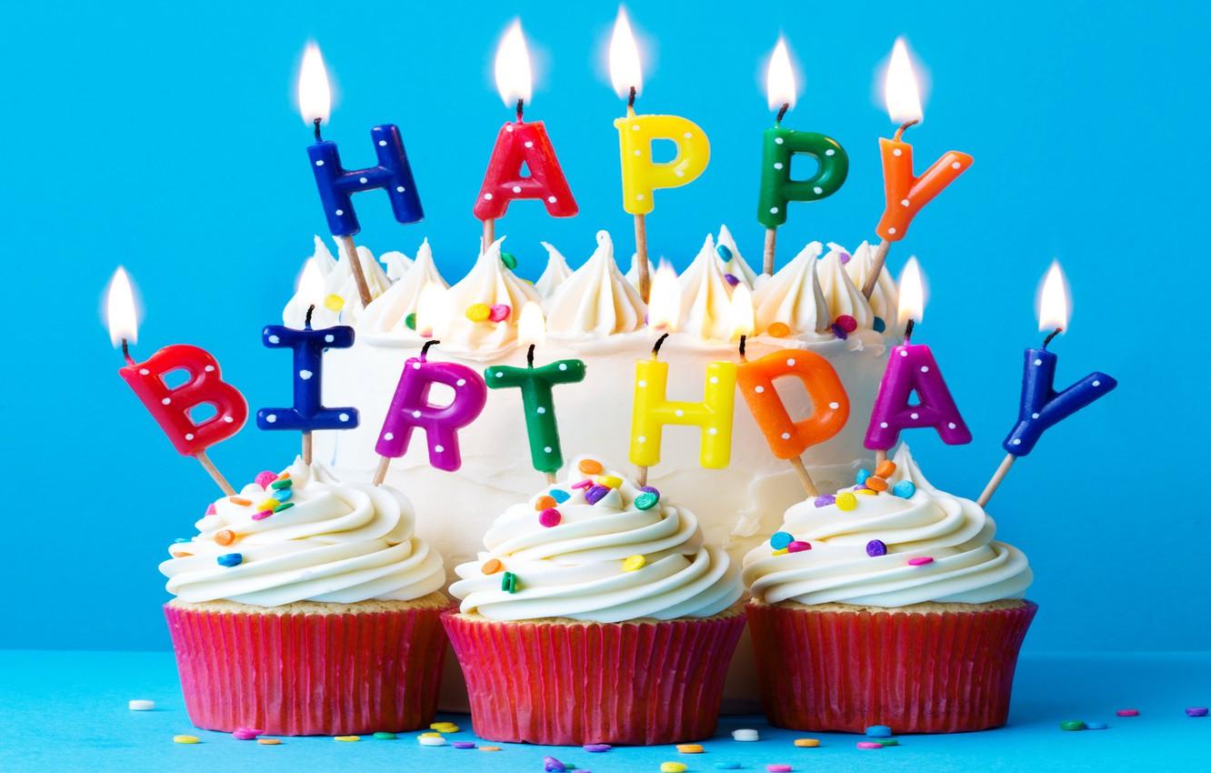 Wallpaper candles, colorful, rainbow, cake, cream, Happy Birthday
