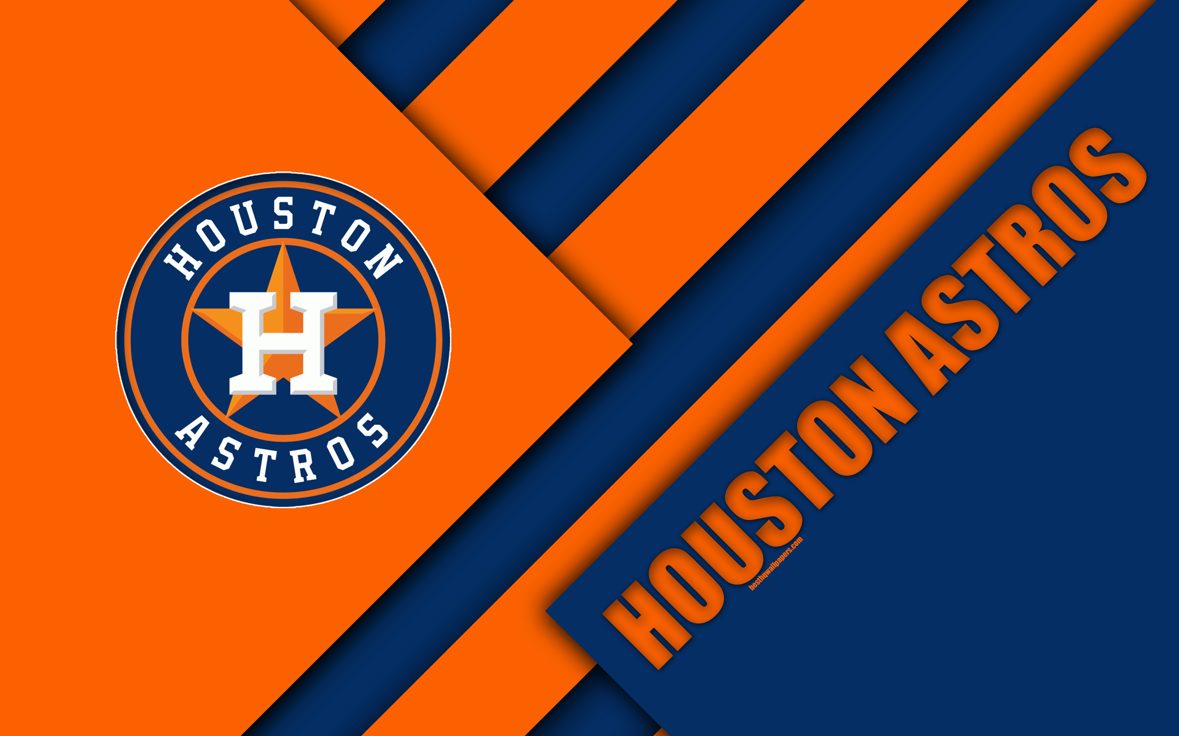 Download wallpaper Houston Astros, MLB, 4K, Texas, USA, blue orange