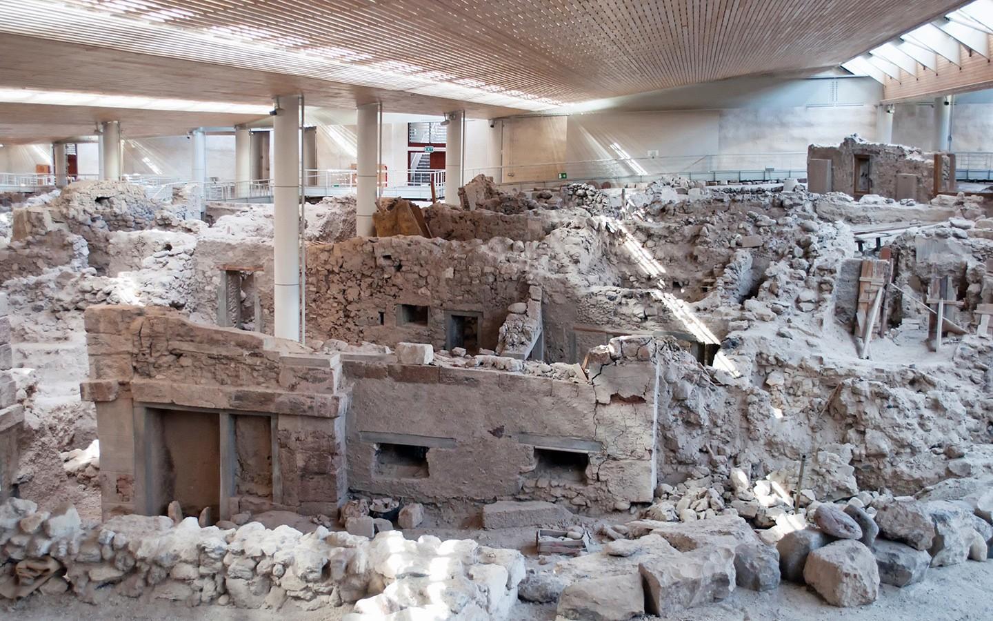 The ancient buried city of Akrotiri, Santorini: Greece's