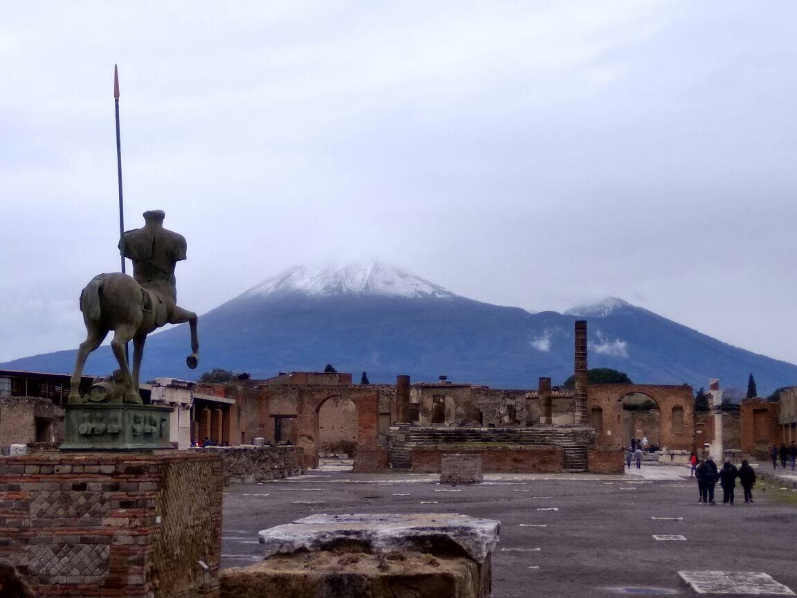 Mt. Vesuvius on a rainy day today as seen from the ruins