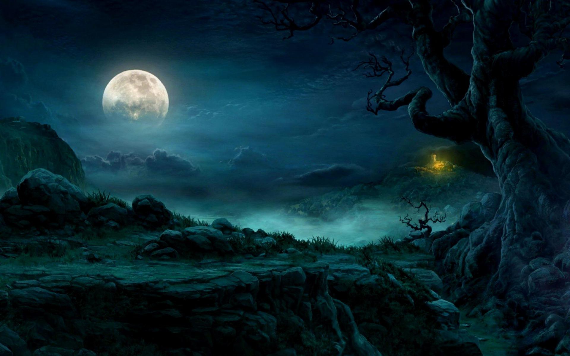 Mysterious Night Full Moon desktop PC and Mac