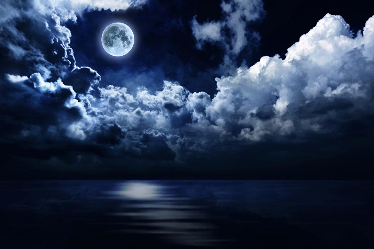 Picture Nature Sky Moon Night Water Clouds