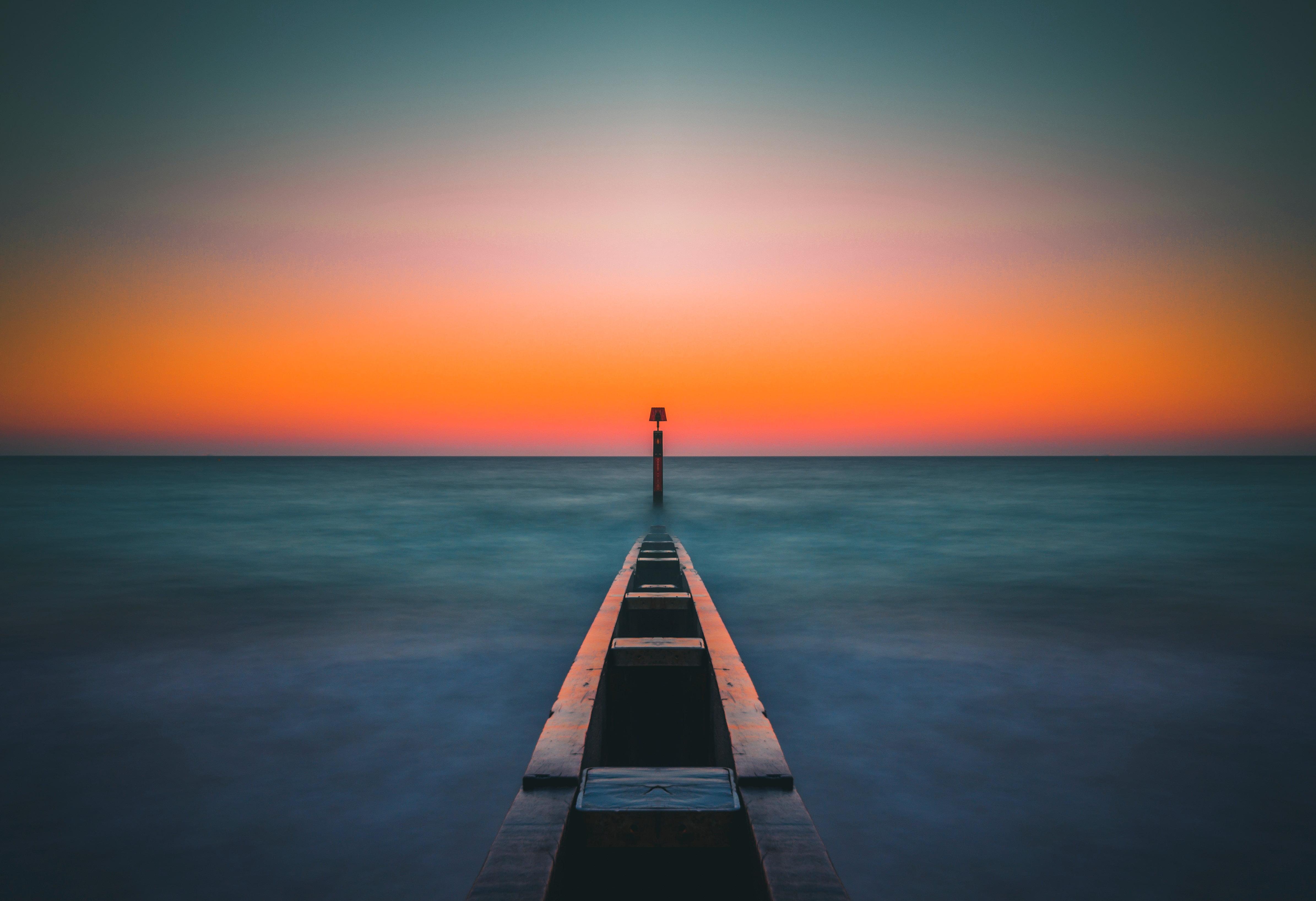 Brown wooden dock, Sea, Fog, Pier HD wallpaper