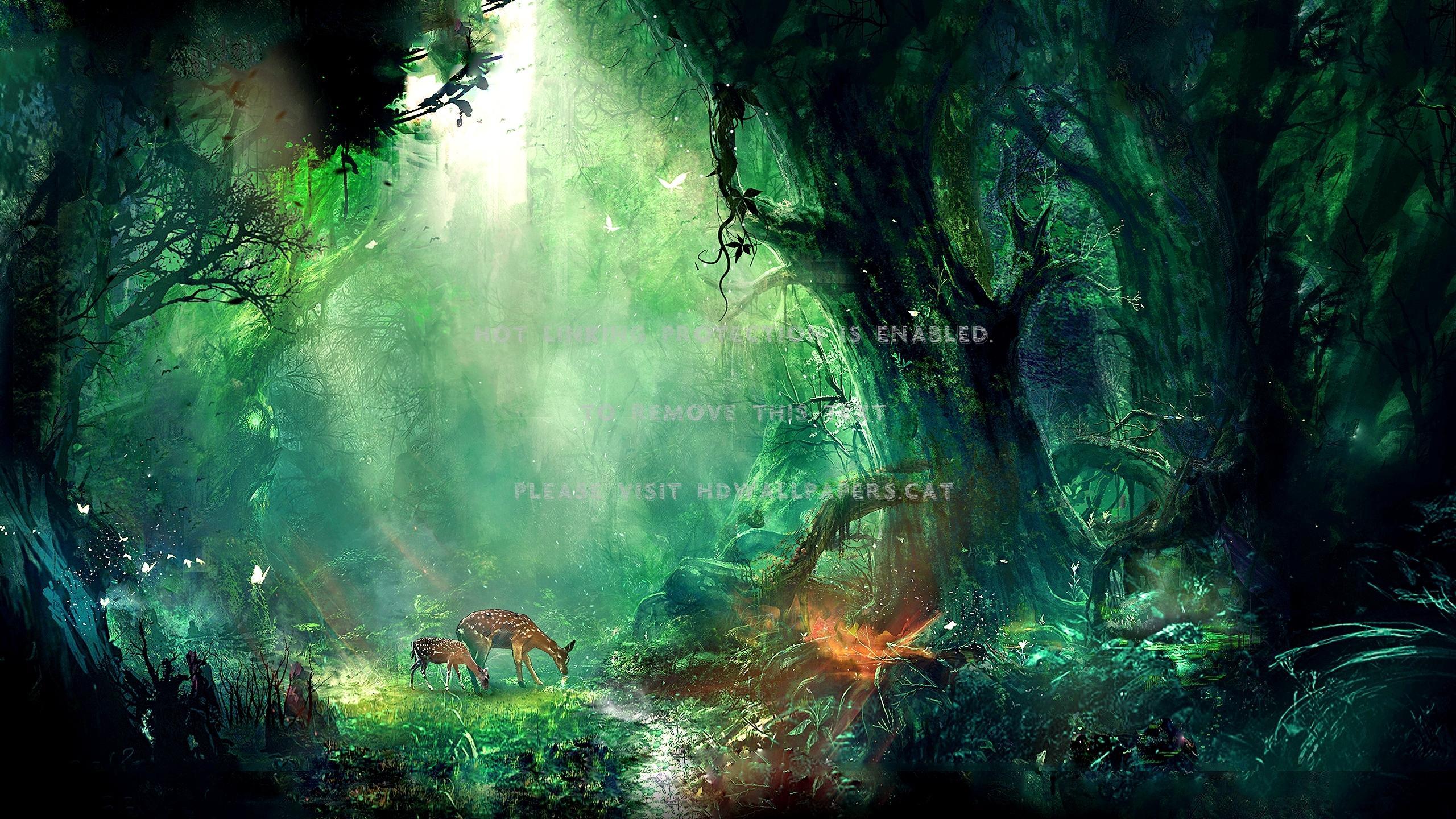 the clearing forest fairies fantasy deer