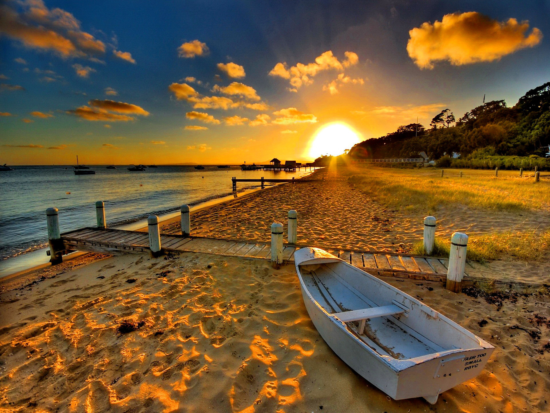 Sunset Boat Beach #Wallpaper