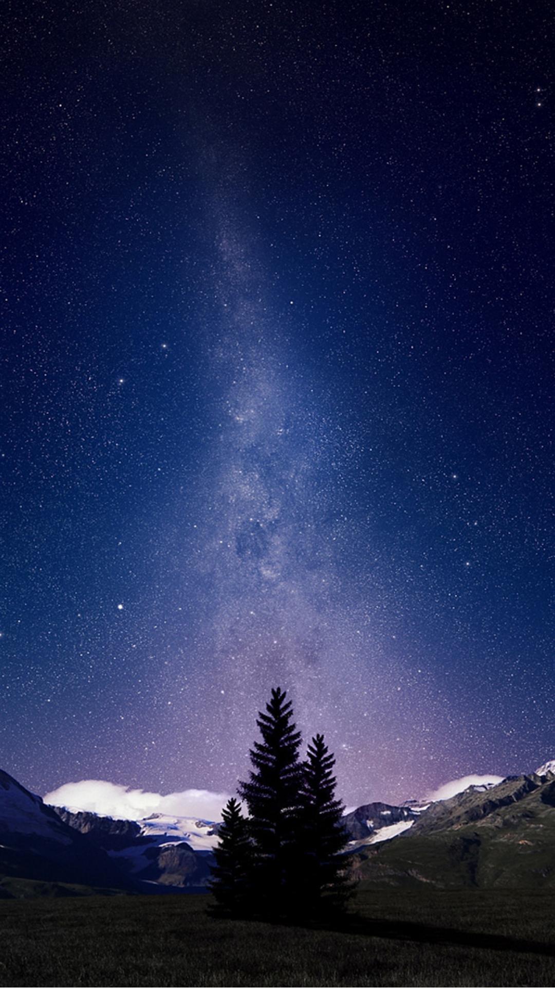 Beautiful Milky Way Lonely Tree Android Wallpaper free download