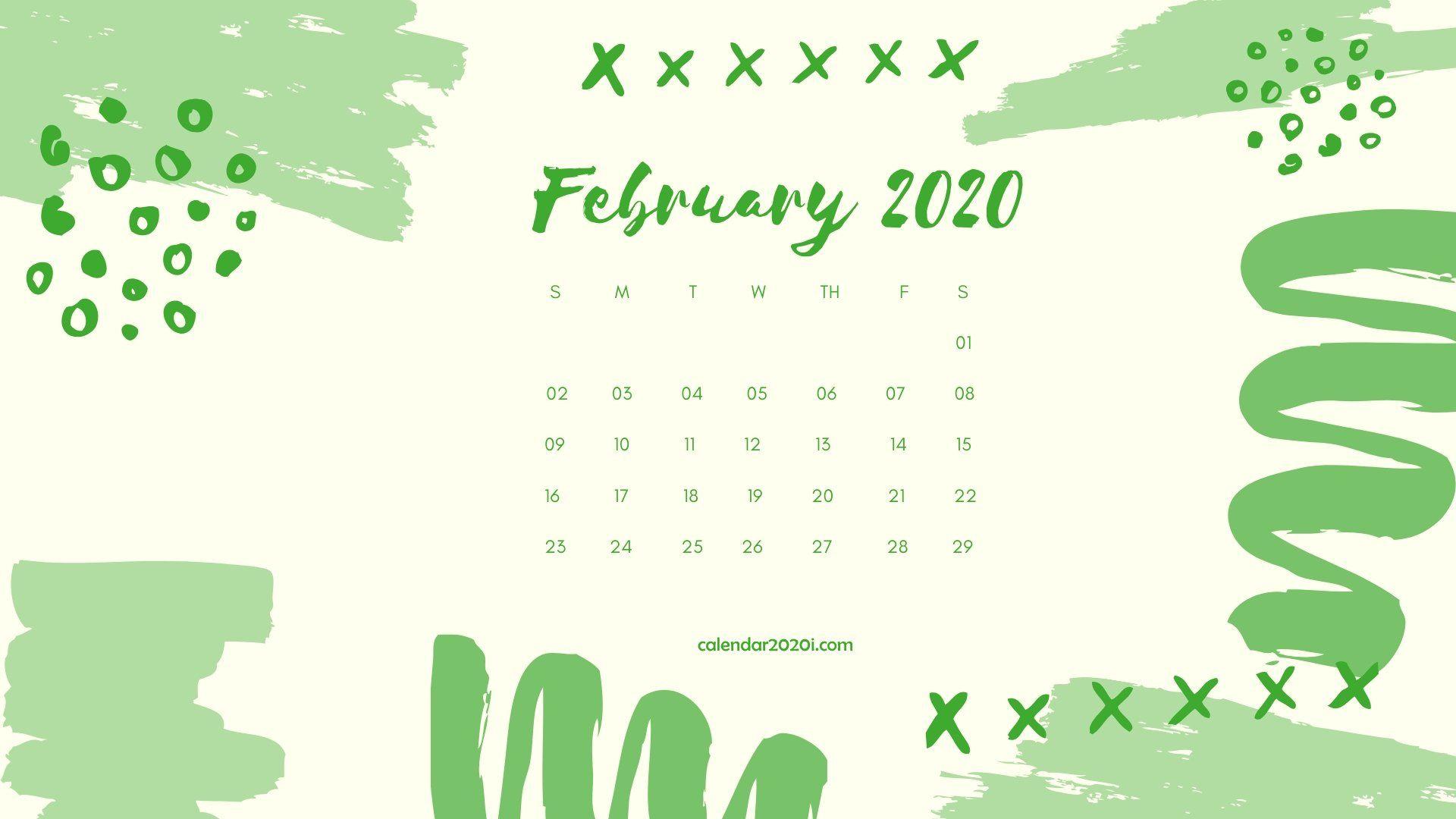 February 2020 Calendar Desktop Wallpaper. Printable