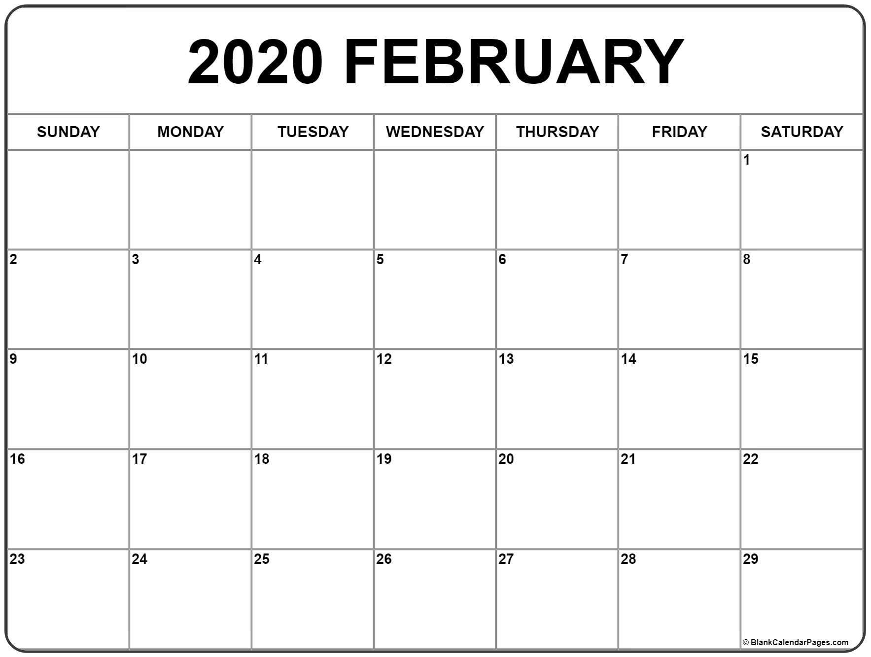 February 2020 Calendar B18 Feb 2020 Calendar