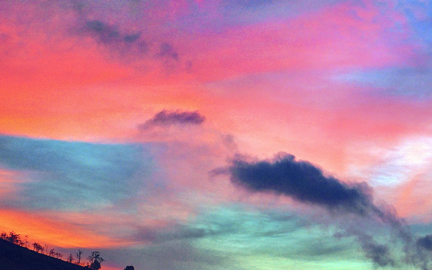 Sky Rainbow Cloud Sunset Nature Blue Pink Wallpaper