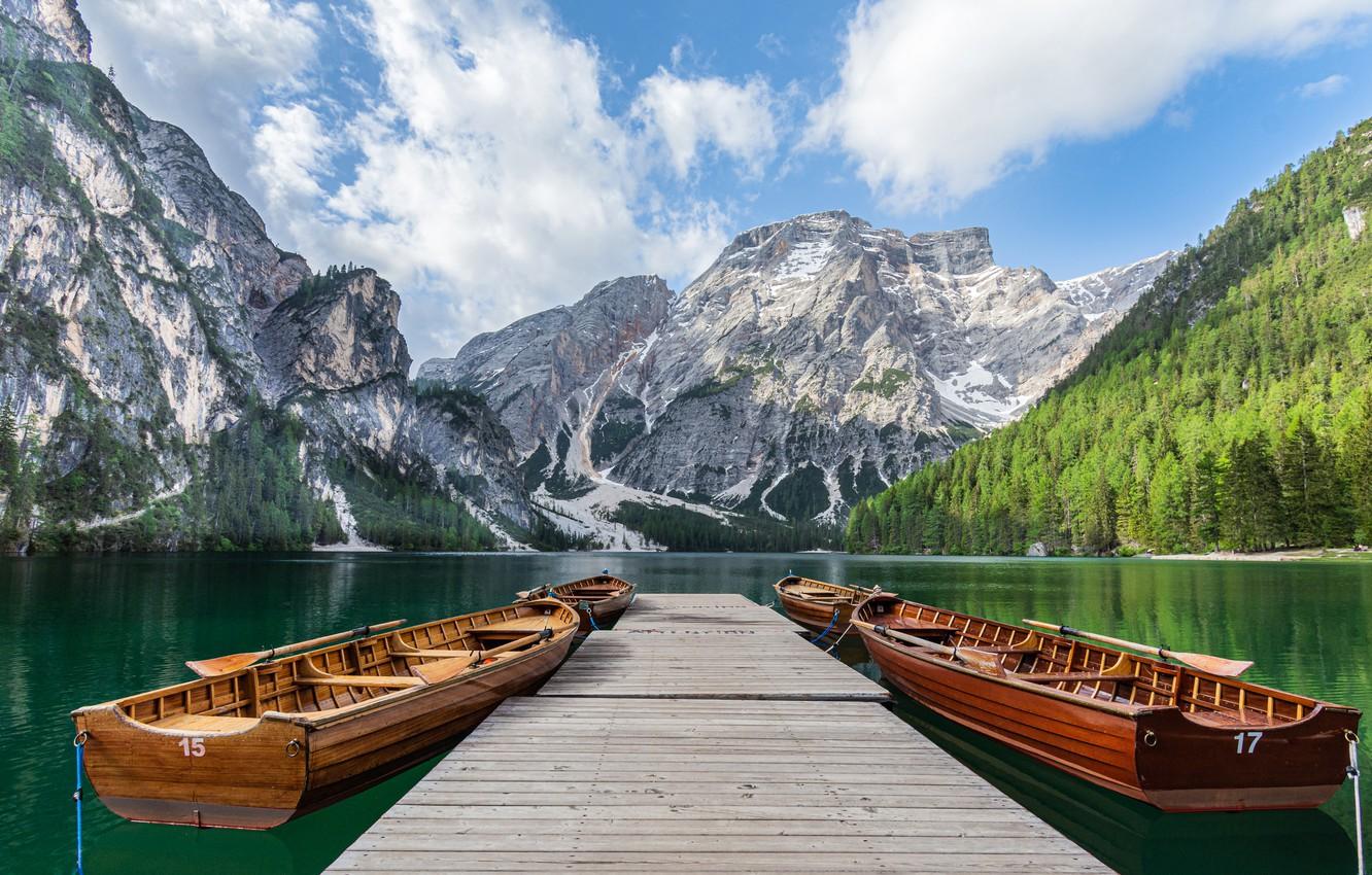 Wallpaper mountains, lake, Marina, boats, Italy, Italy
