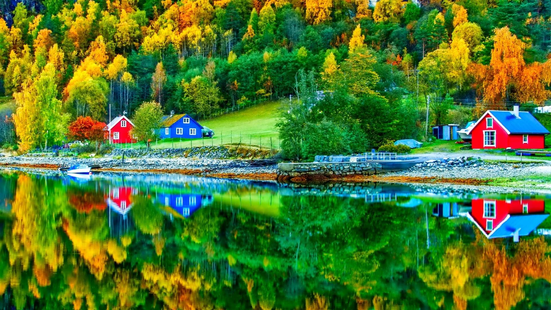 Autumn Lake Reflection HD Wallpaper. Background Image