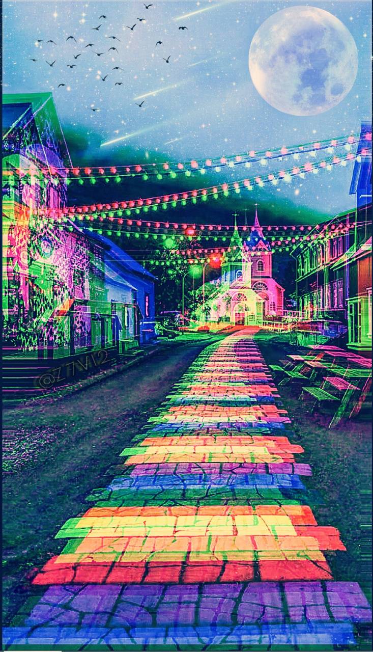 Glitch Rainbow Path Wallpaper