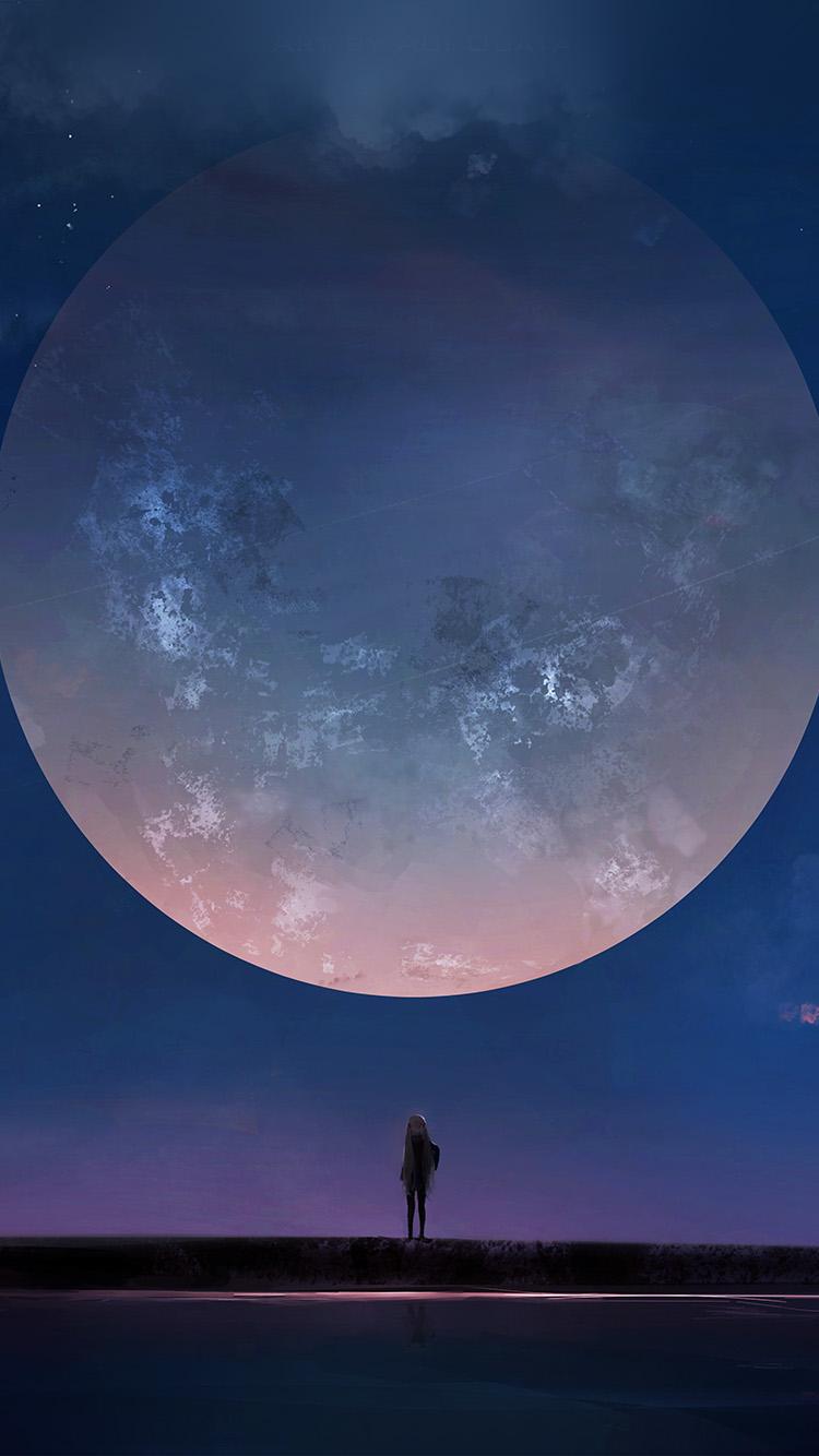 iPhone7 wallpaper. moon anime night art