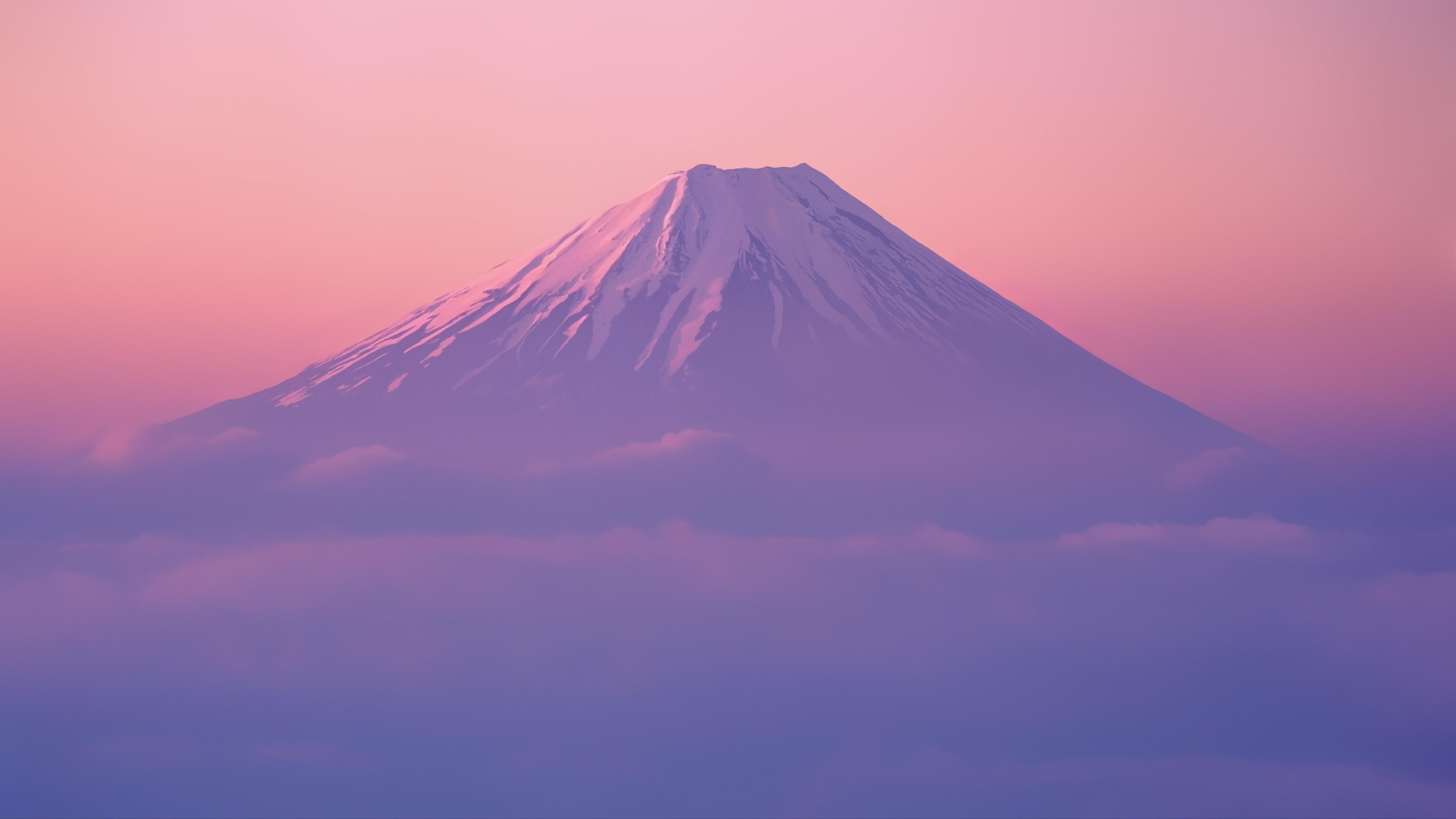 Download 5120x2880 Fuji Mountain, Japan, Sky, Snow