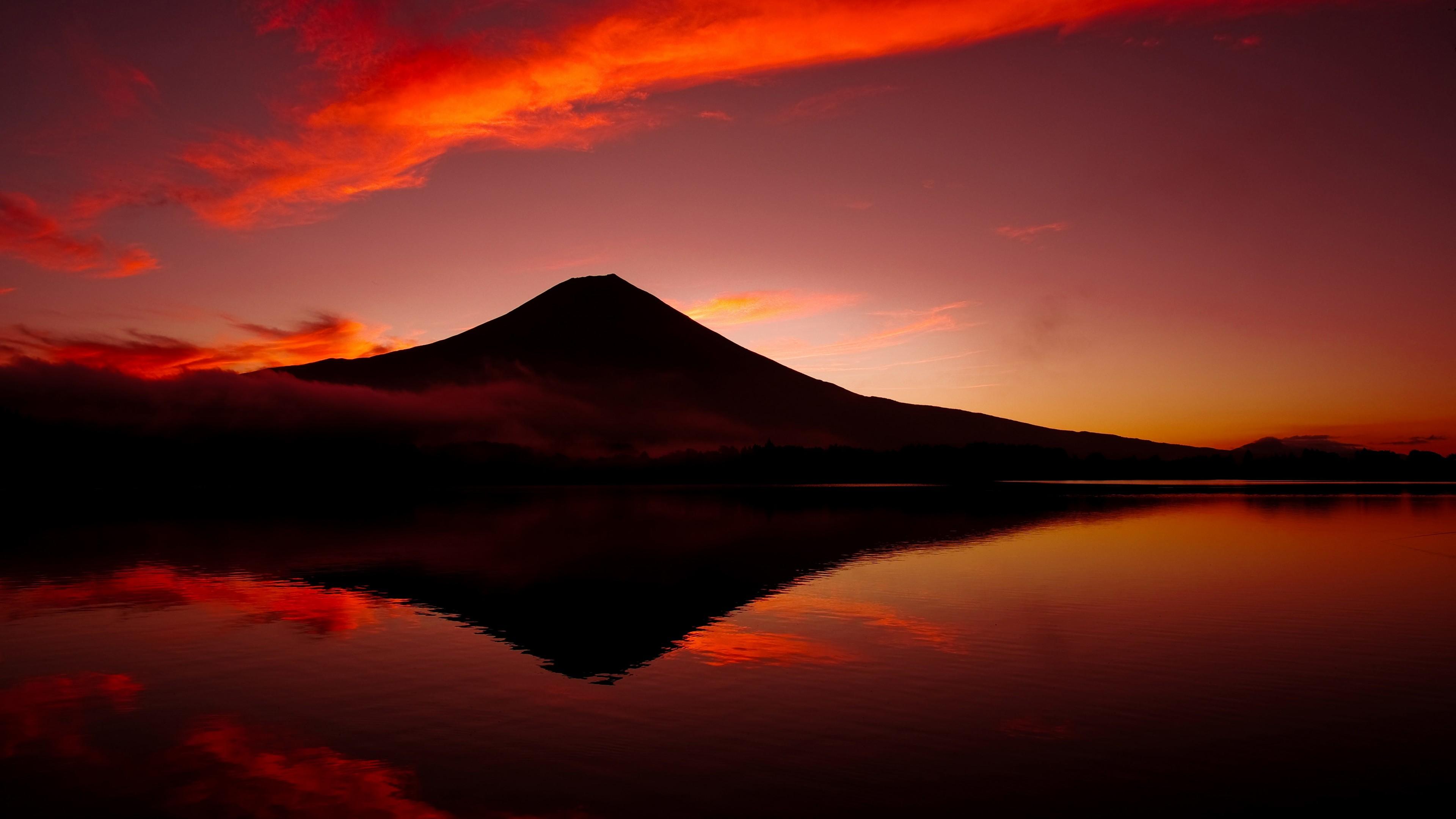 Wallpaper Mount Fuji, Twilight, Lake, Japan, 4K, Nature