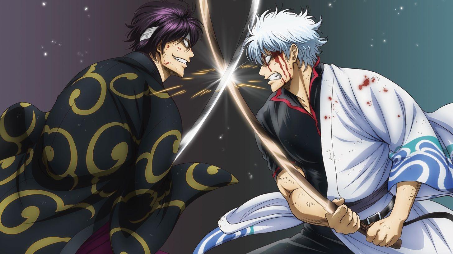 Found this epic wallpaper! Gintoki vs. Takasugi in all it's