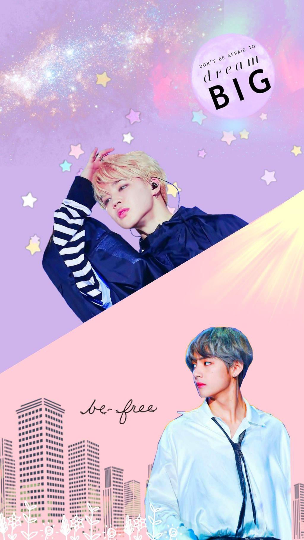 A wallpaper of tae and chimchim or vmin if you would