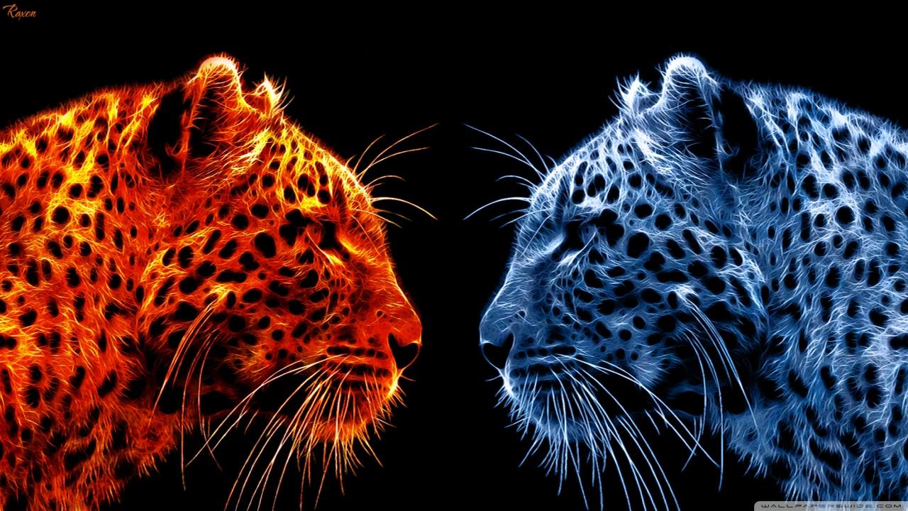 Fire Leopard vs Ice Leopard ❤ 4K HD Desktop Wallpaper for 4K Ultra