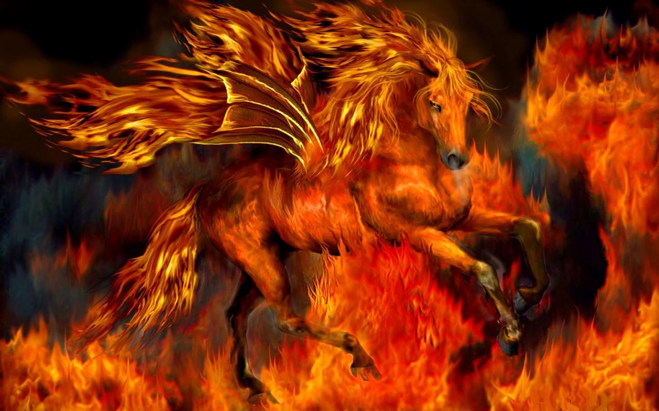 Download Wallpaper, Download 1080x960 flames fantasy fire horses