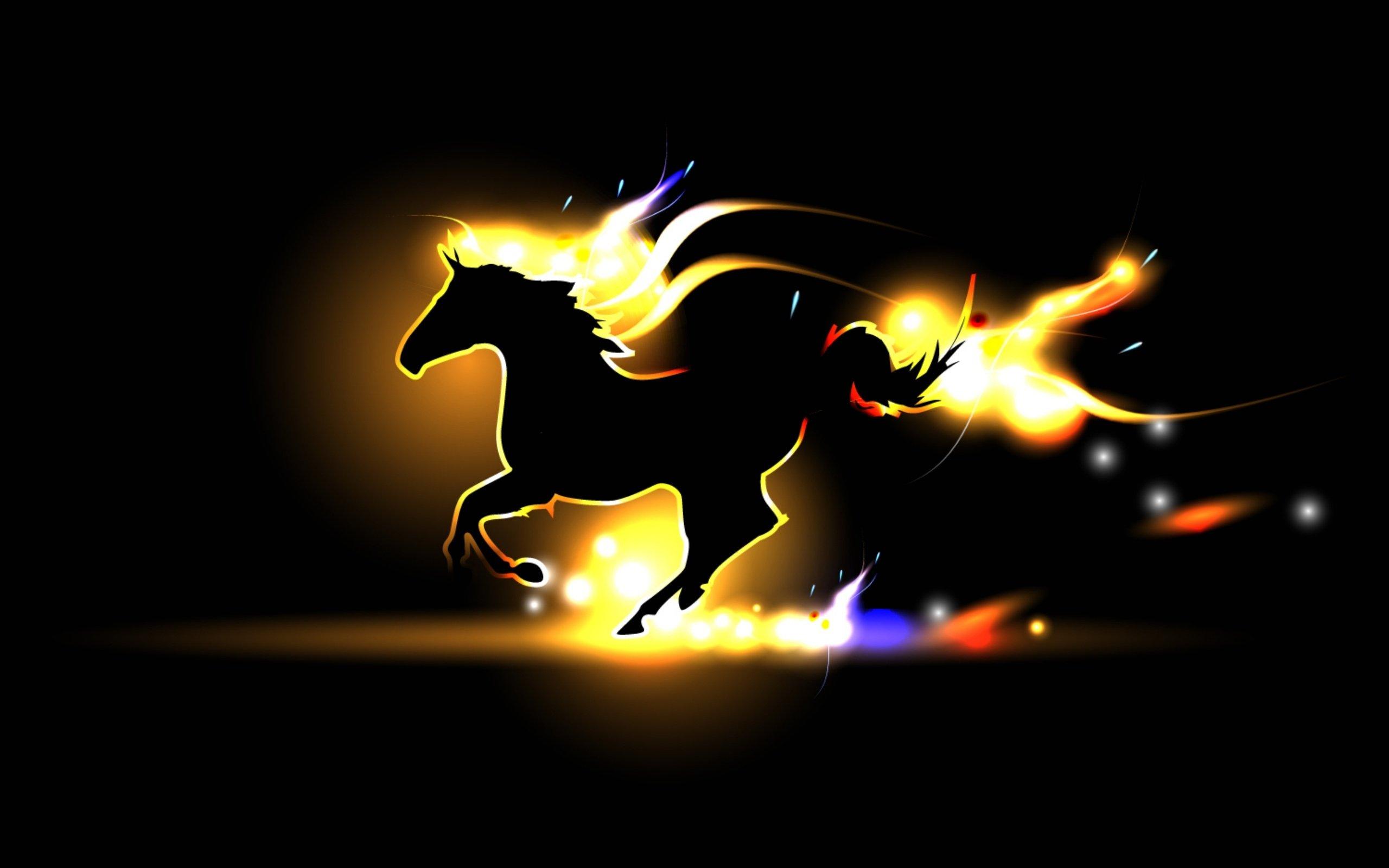Horse gait flame fire GRIVA silhouette wallpaperx1600
