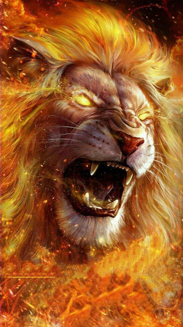 Lion on Fire iPhone Wallpaper. Lion live wallpaper, Lion art, Lion image