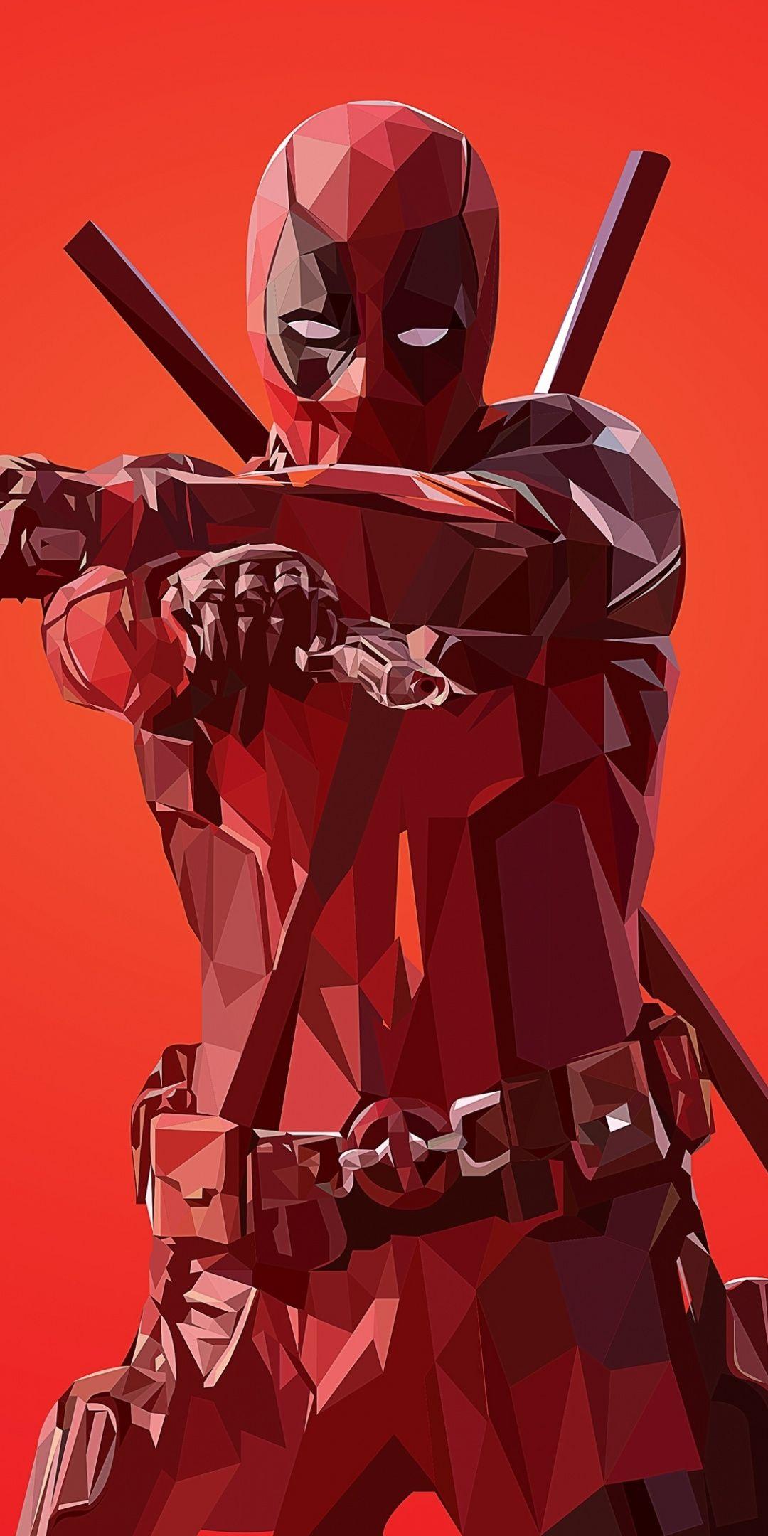 Deadpool, low poly, artworks, 1080x2160 wallpaper. awsome