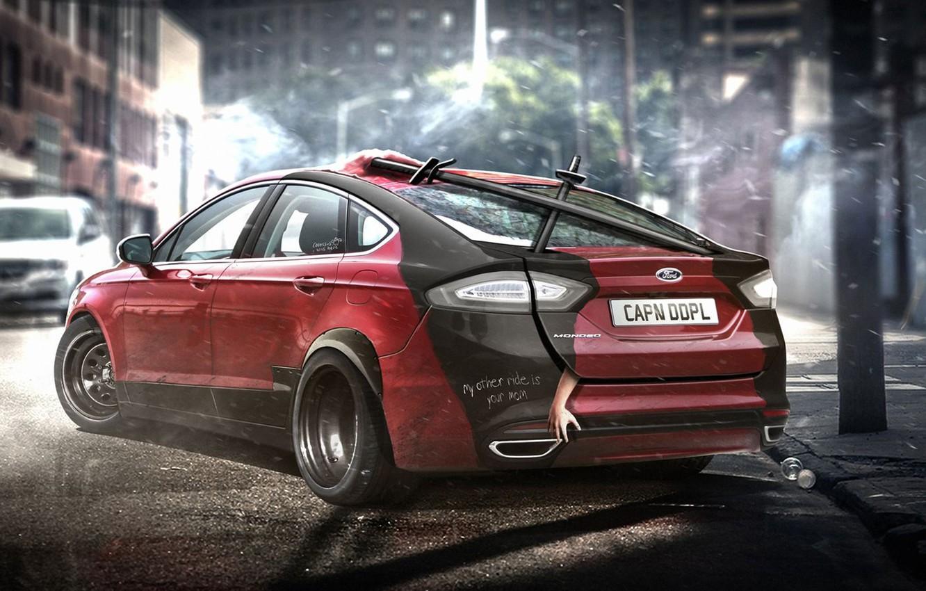 Wallpaper auto, Ford, auto, superhero, Deadpool, Marvel
