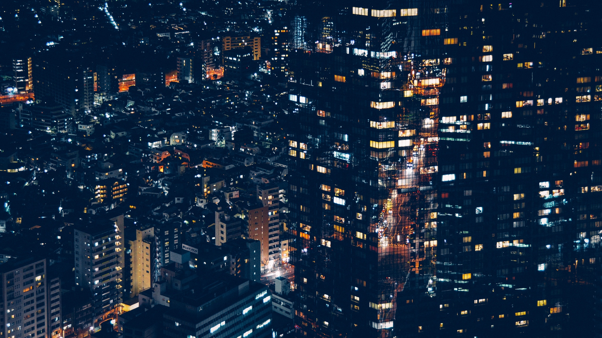 Download wallpaper 2048x1152 minato, japan, night city