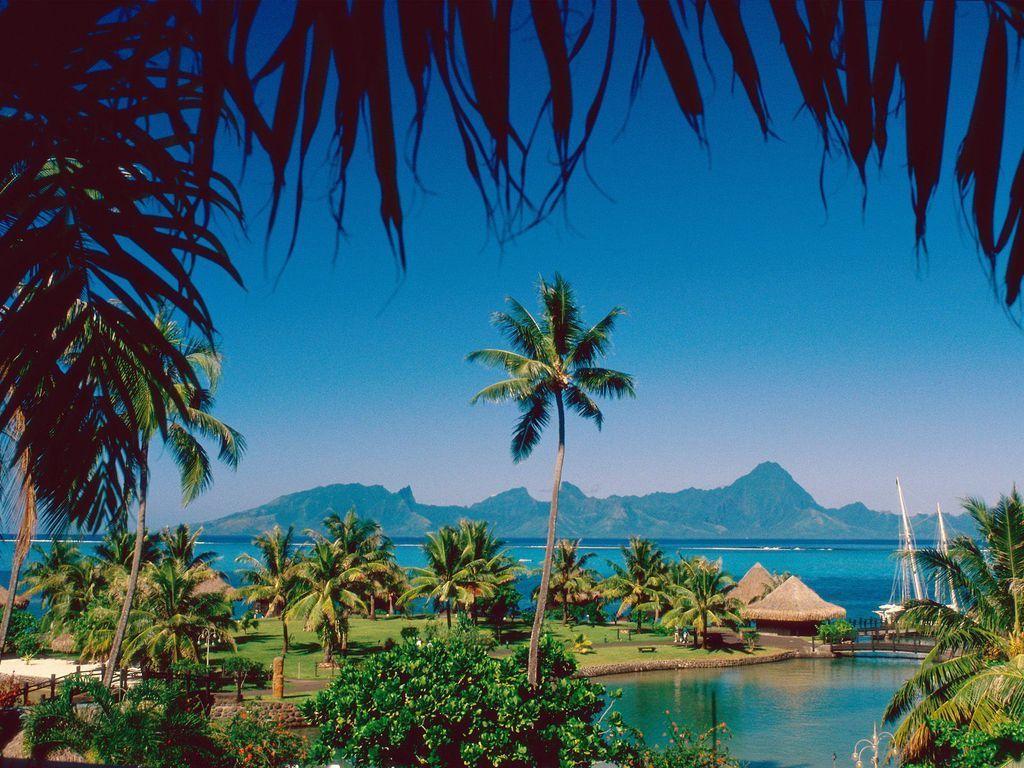 Wallpaper: View on Moorea Island from Tahiti, French