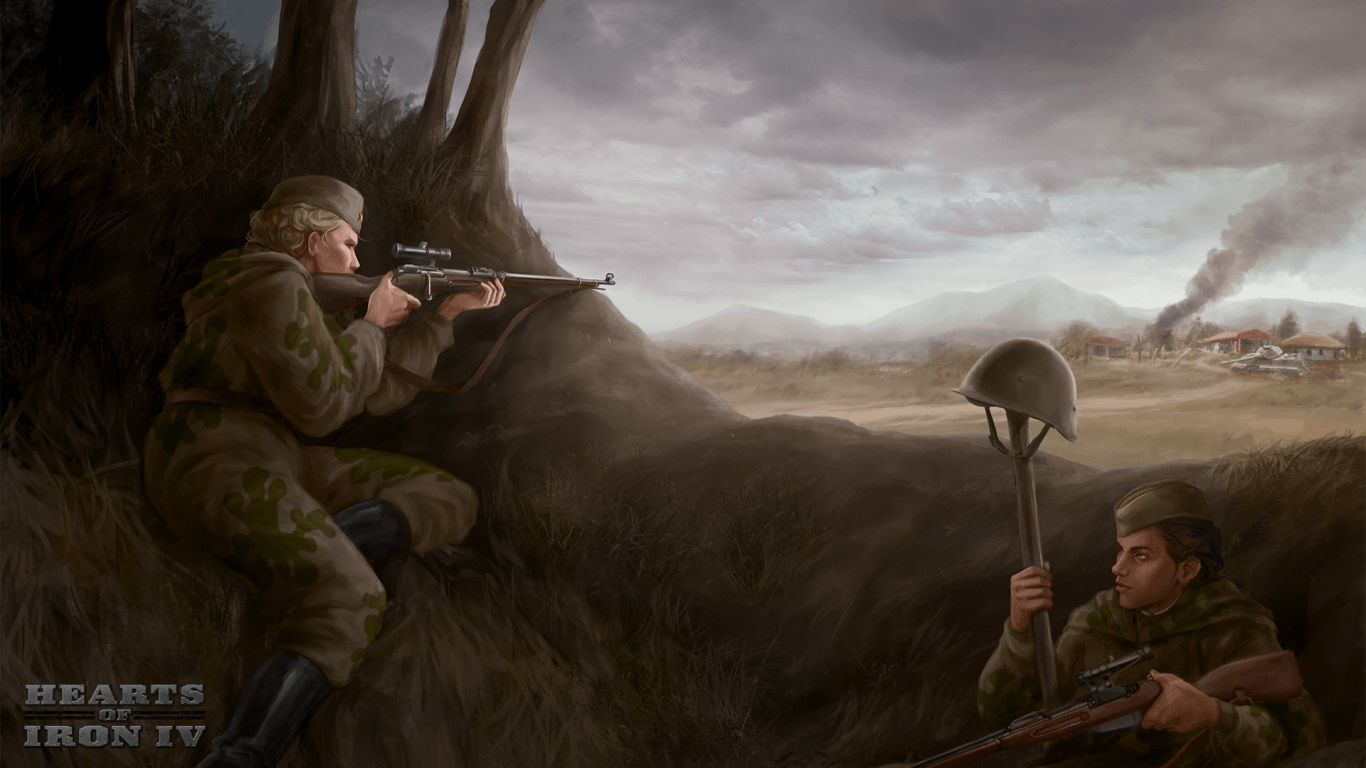 Download 1366x768 Hearts Of Iron Iv, Soldiers, Artwork, World War Ii