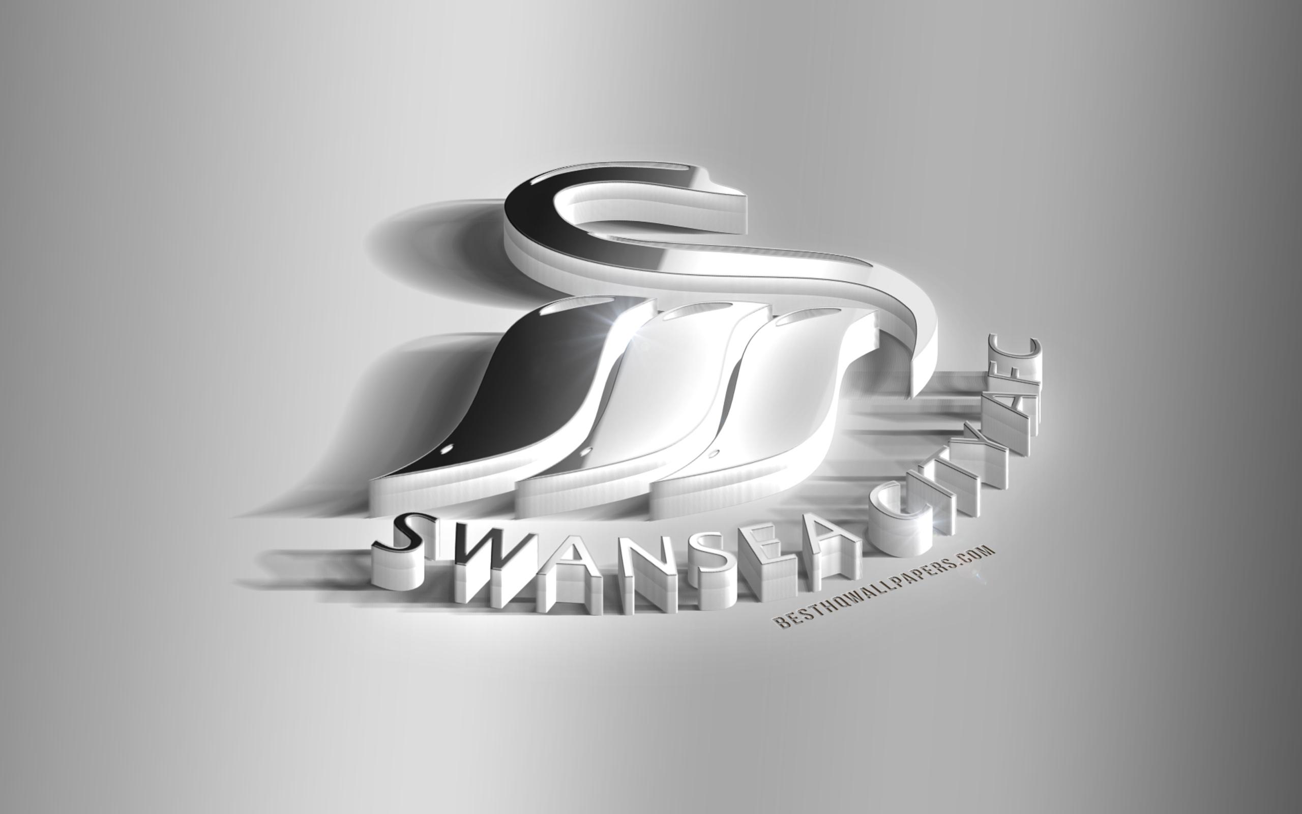 Download wallpaper Swansea City AFC, 3D steel logo, Welsh