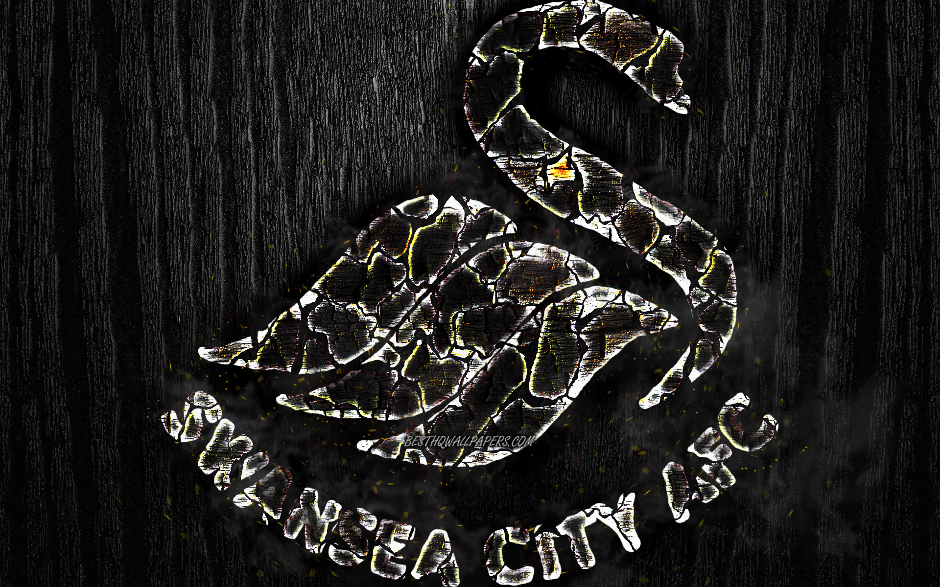 Download wallpaper Swansea City, scorched logo