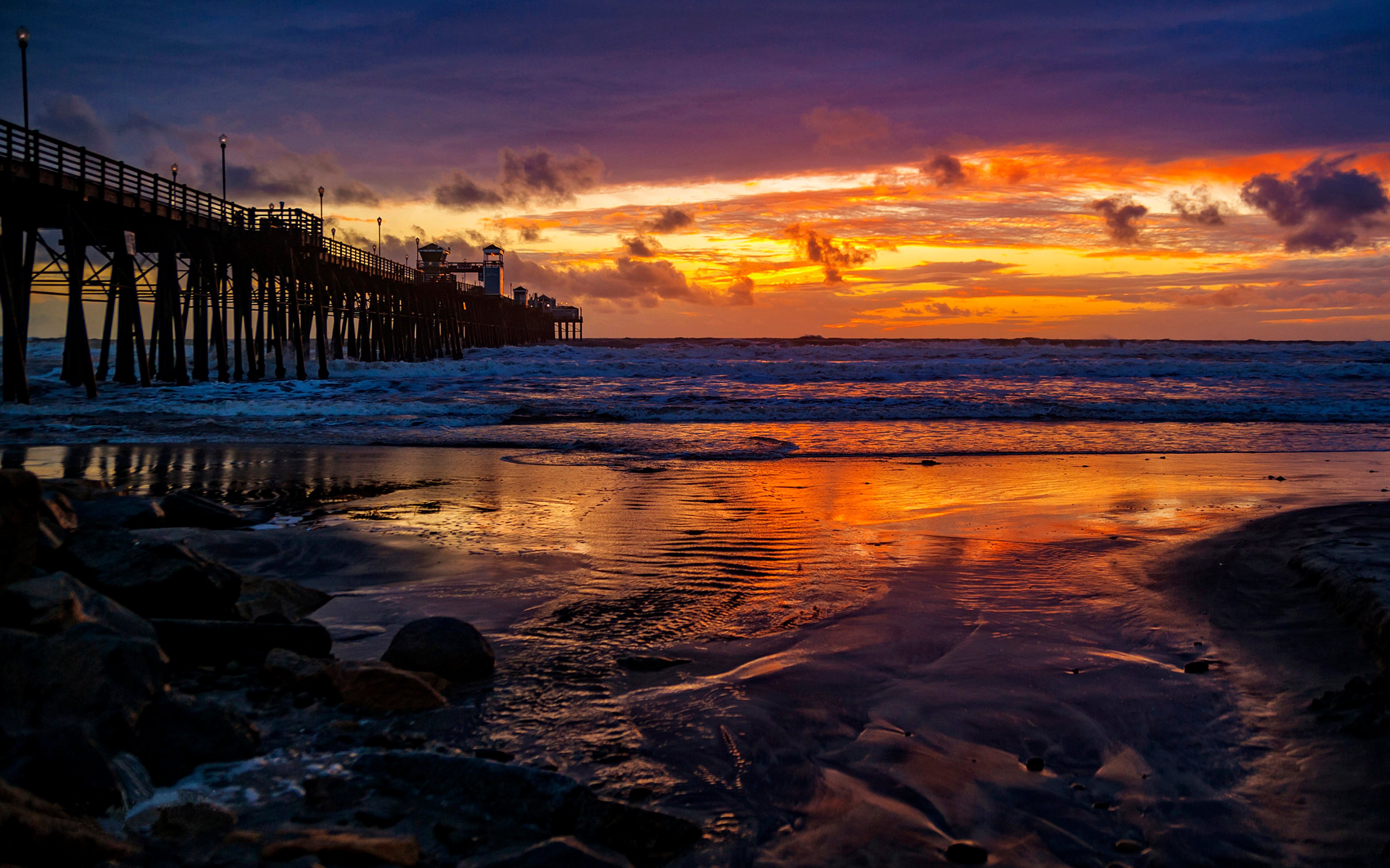 Sunset Oceanside Coastal City In California Known By Harbor