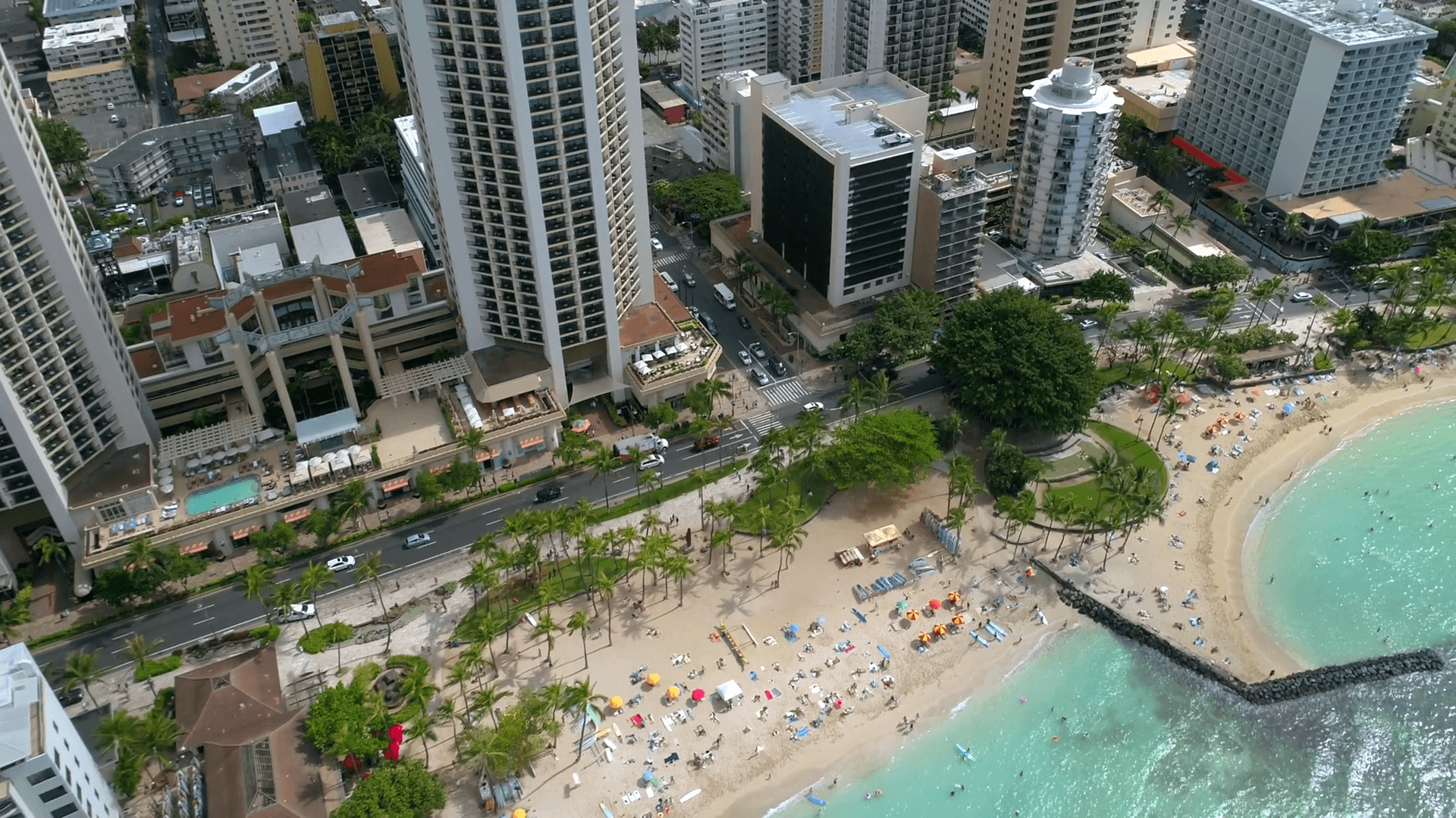 Aerial Footage Waikiki Beach Stock Video Footage
