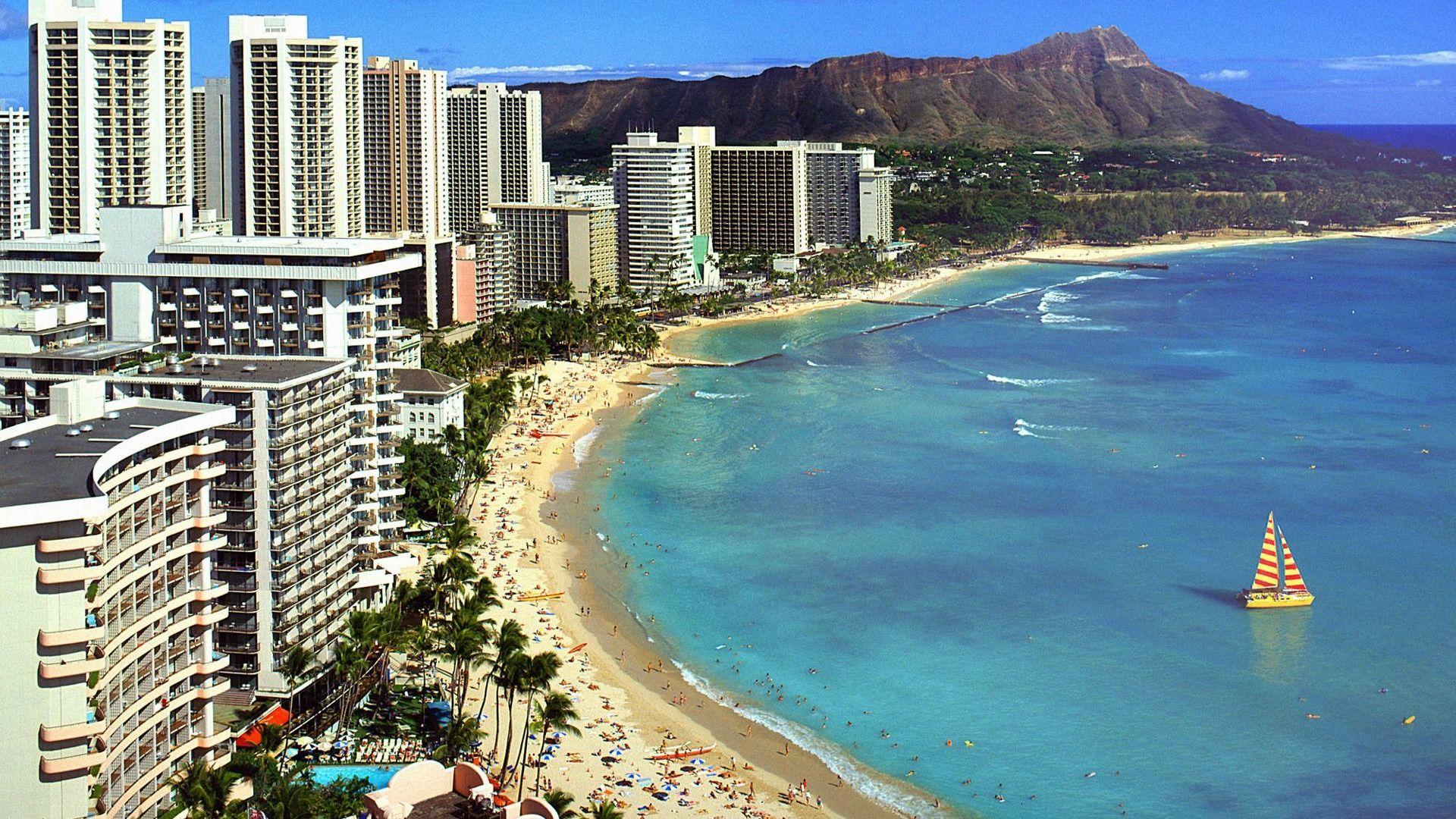 hawaii diamond beach HD wallpaper. Beach. Waikiki beach