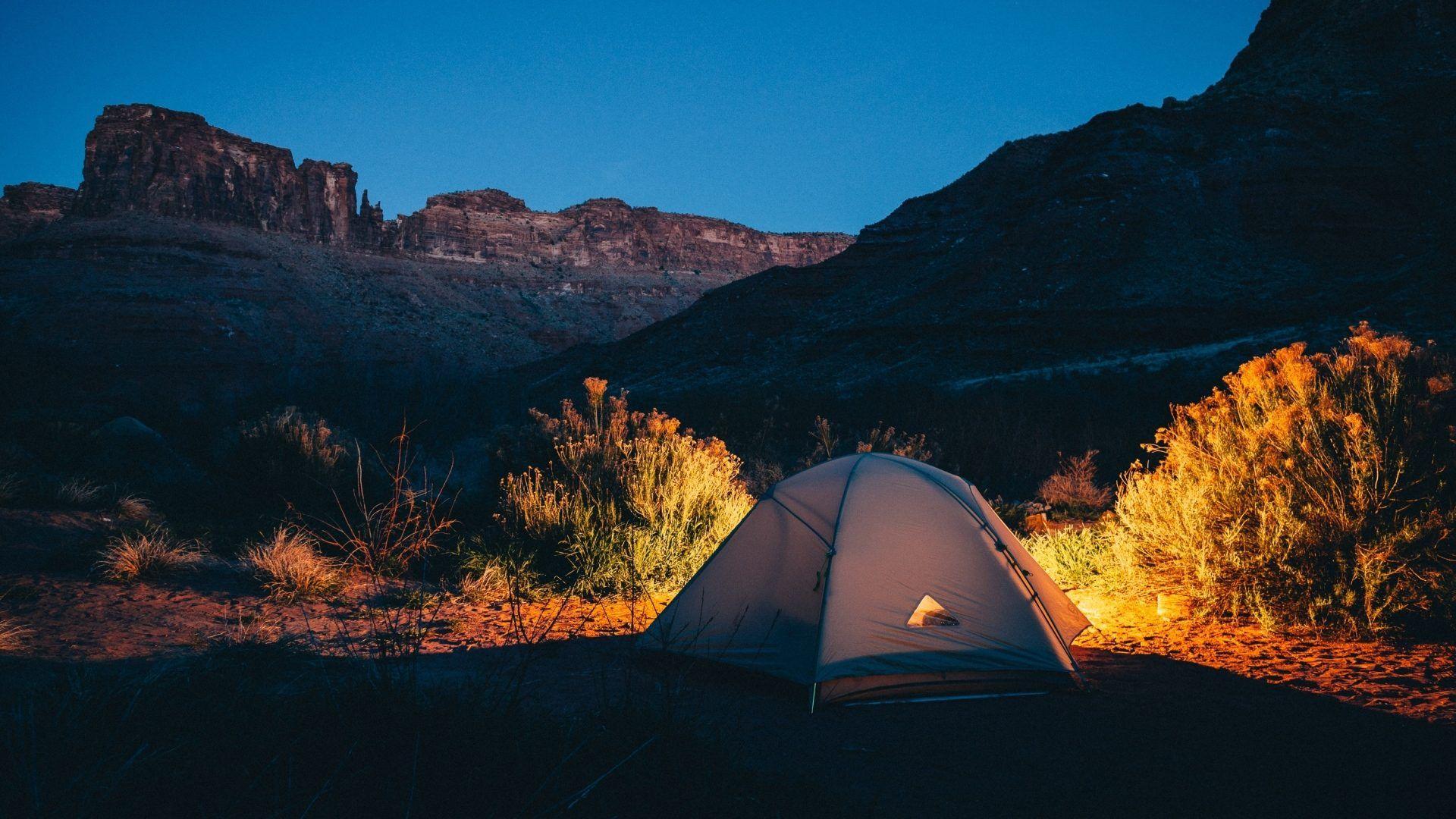 Sunset Tent Camping Wallpaper