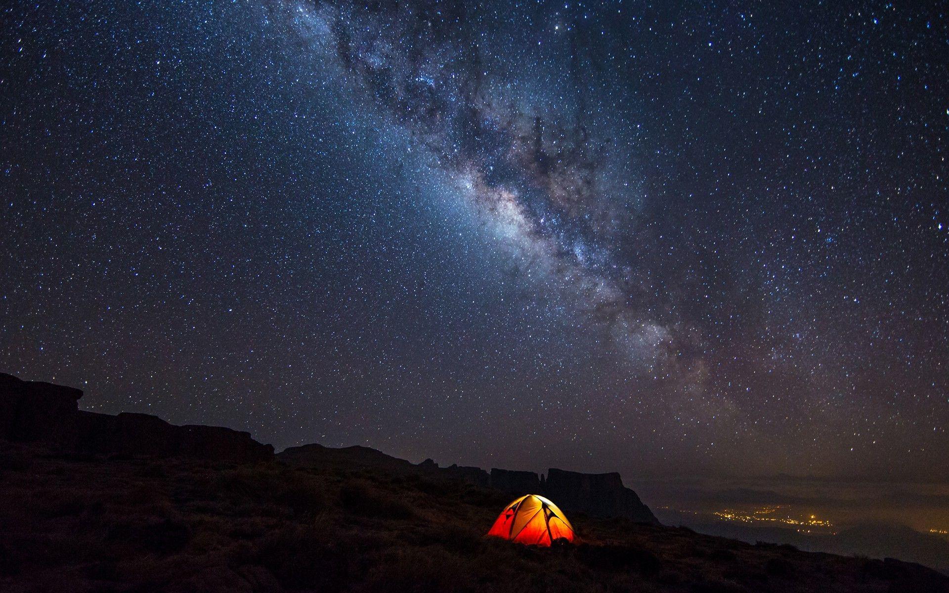 night Camping Stars Landscape Milky Way Wallpaper HD. Cool