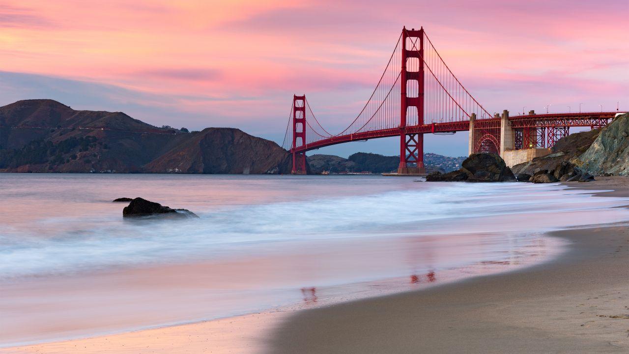 Wallpaper Golden Gate Bridge, Evening, Coastline, San