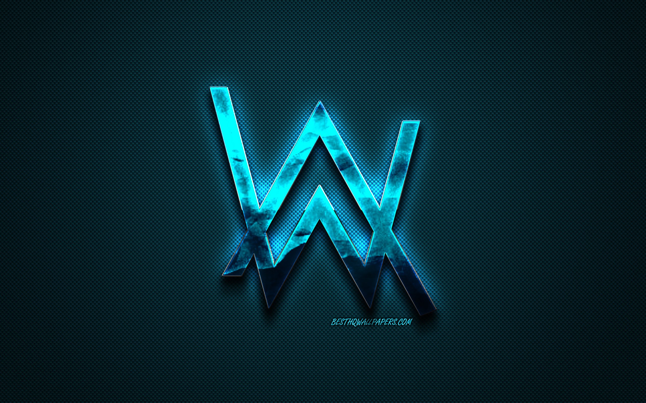Download wallpaper Alan Walker logo, blue creative logo, Dutch DJ