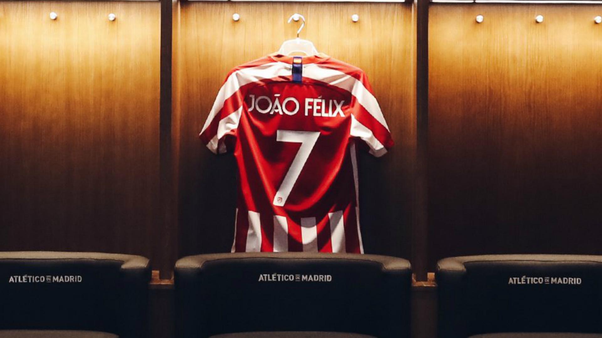 Atletico Hand Joao Felix Griezmann's Number Seven Shirt. LA LIGA