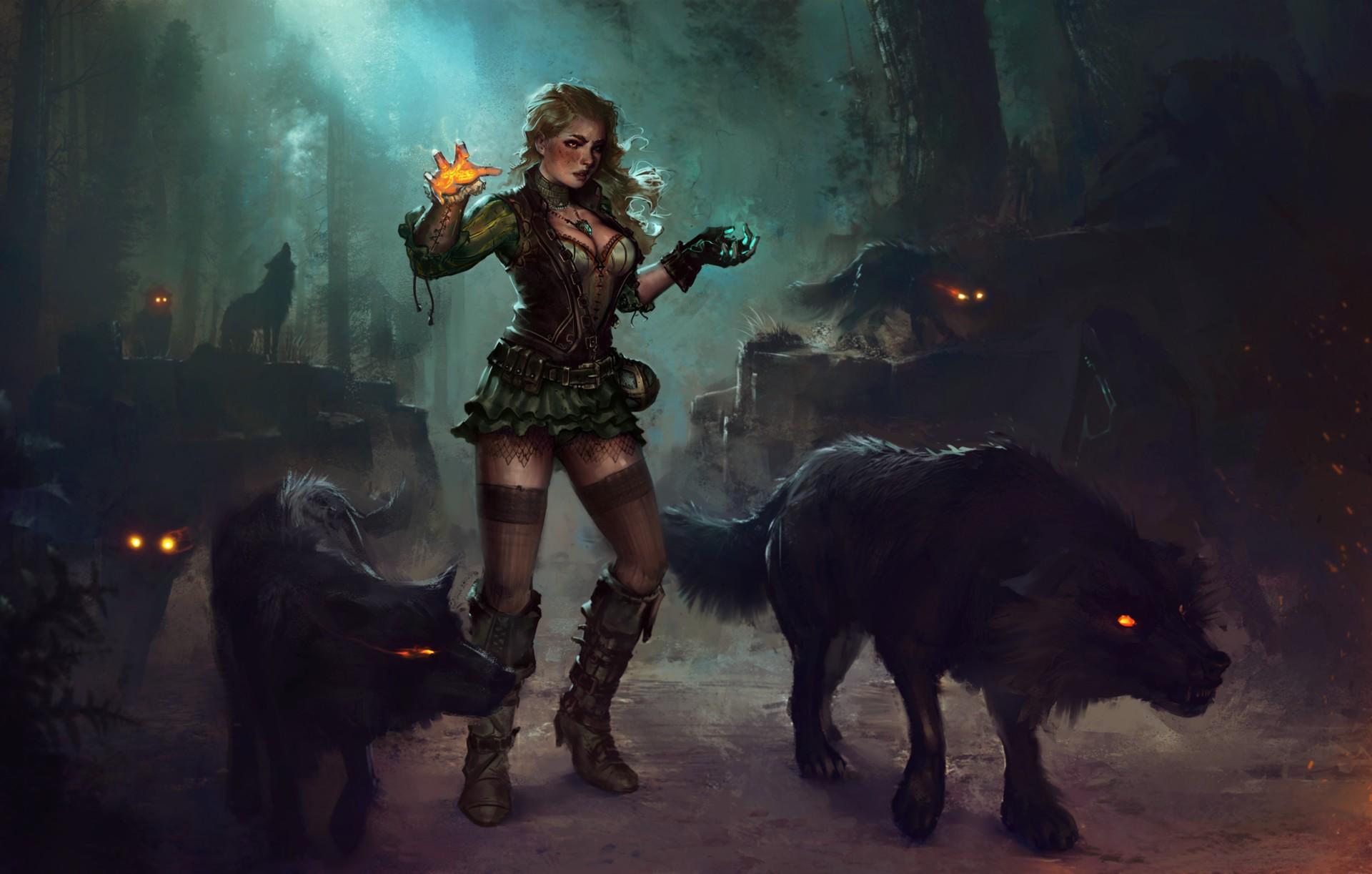 fantasy art magic wolf wallpaper and background. Fantasy