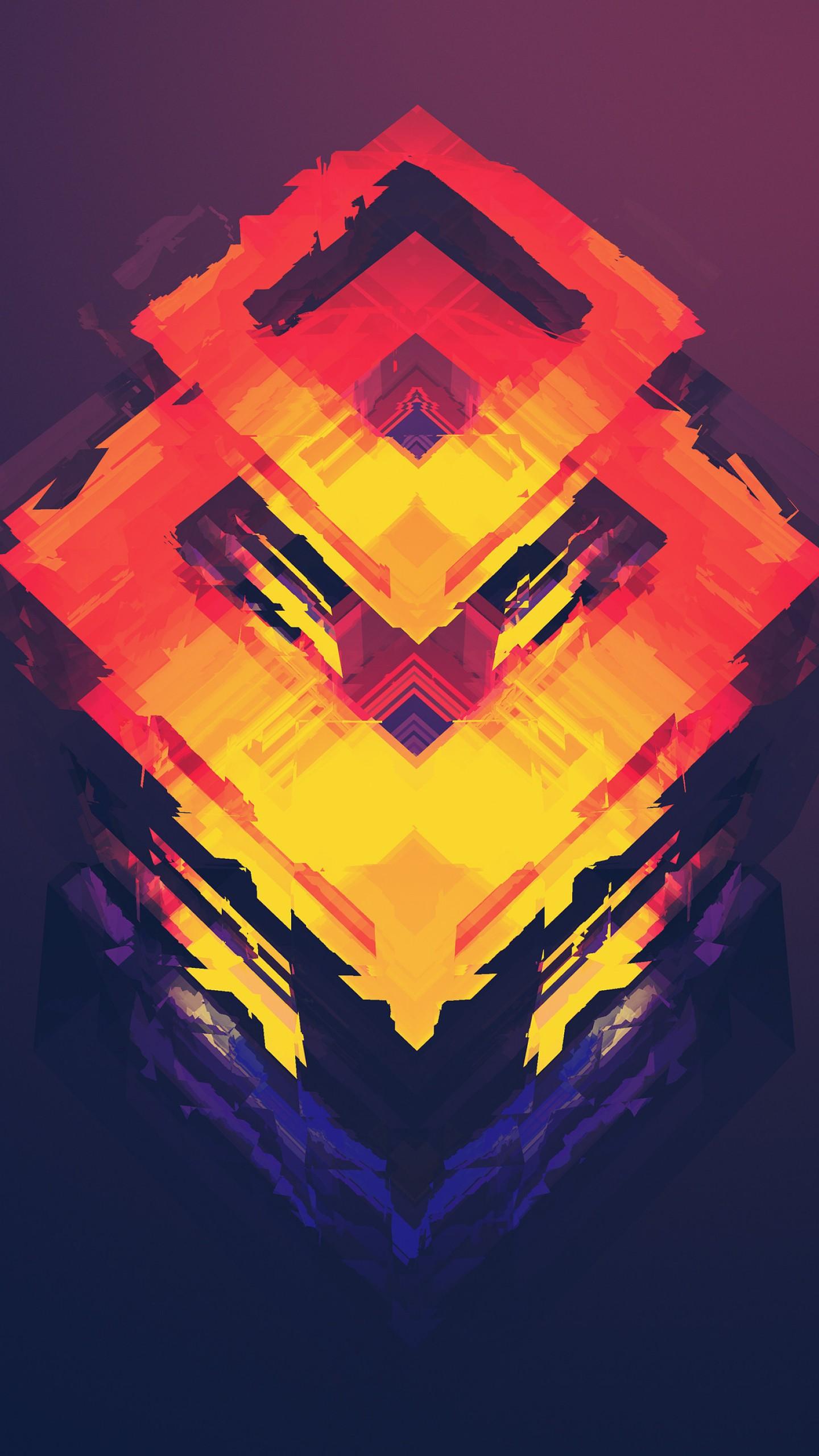 Wallpaper abstract, polygon, 4k, 5k, iphone wallpaper, android wallpaper, orange, red, OS 12740 Wallpaper