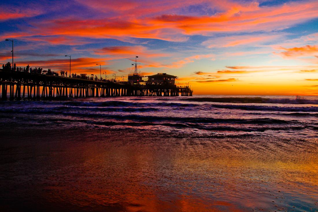 Sunset at Santa Monica Beach Pier