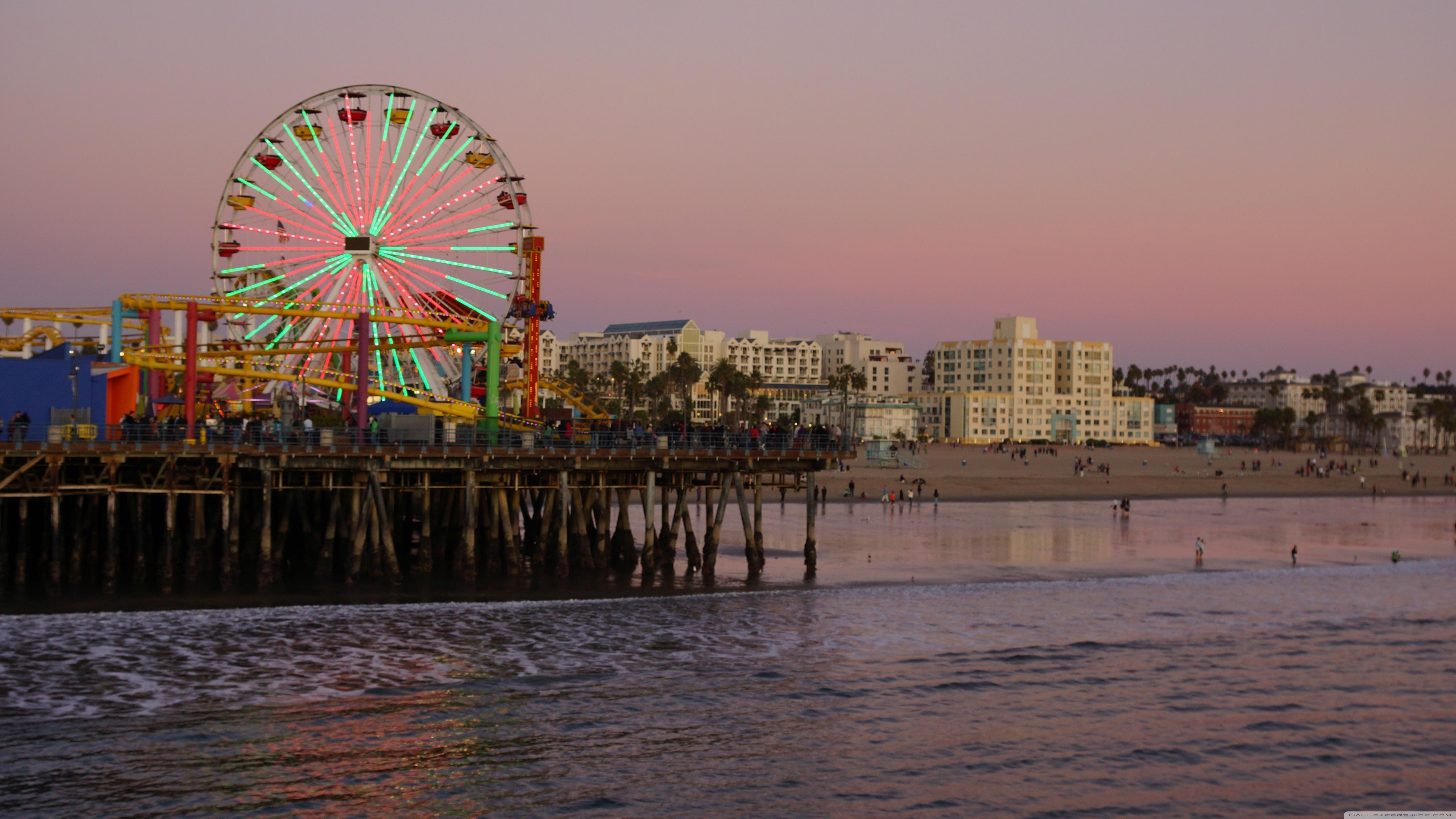 Santa Monica Beach At Evening, Los Angeles ❤ 4K HD Desktop