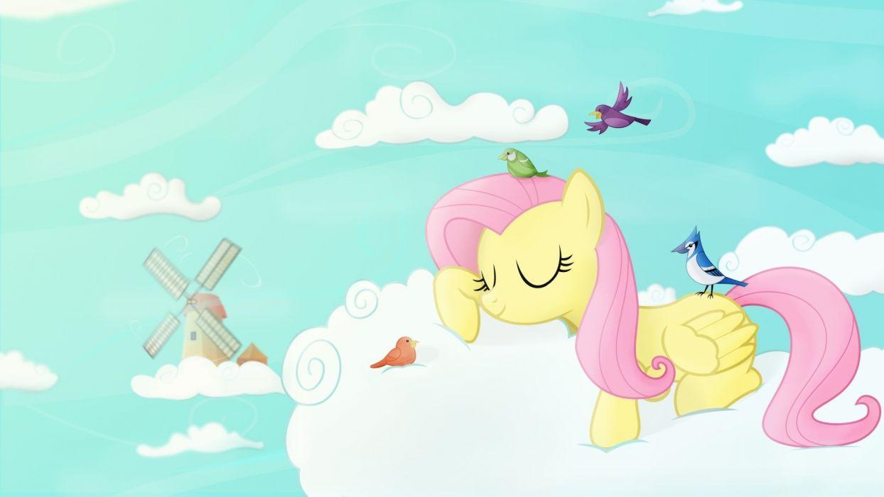 Clouds sleeping Fluttershy ponies My Little Pony: Friendship
