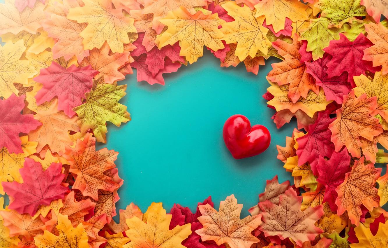 Mood Heart Red Leaves Autumn HD Wallpaper