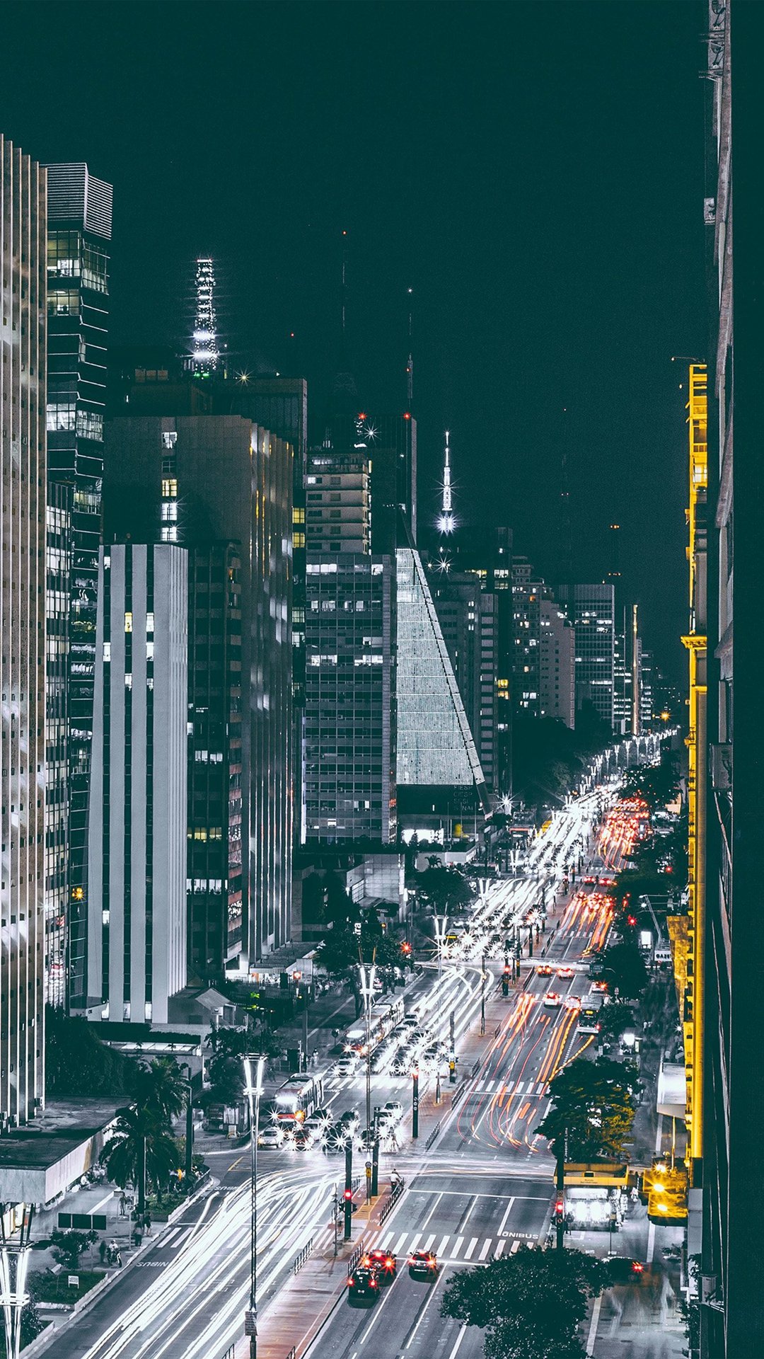 City Night View Urban Street iPhone 8 Wallpaper Free Download